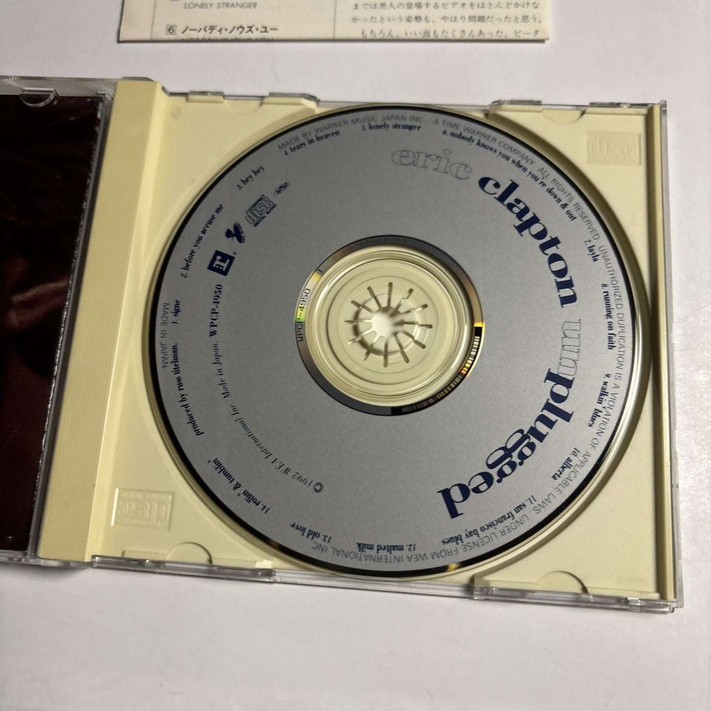 Eric Clapton – Unplugged (CD, 1992) Japan WPCP-4950