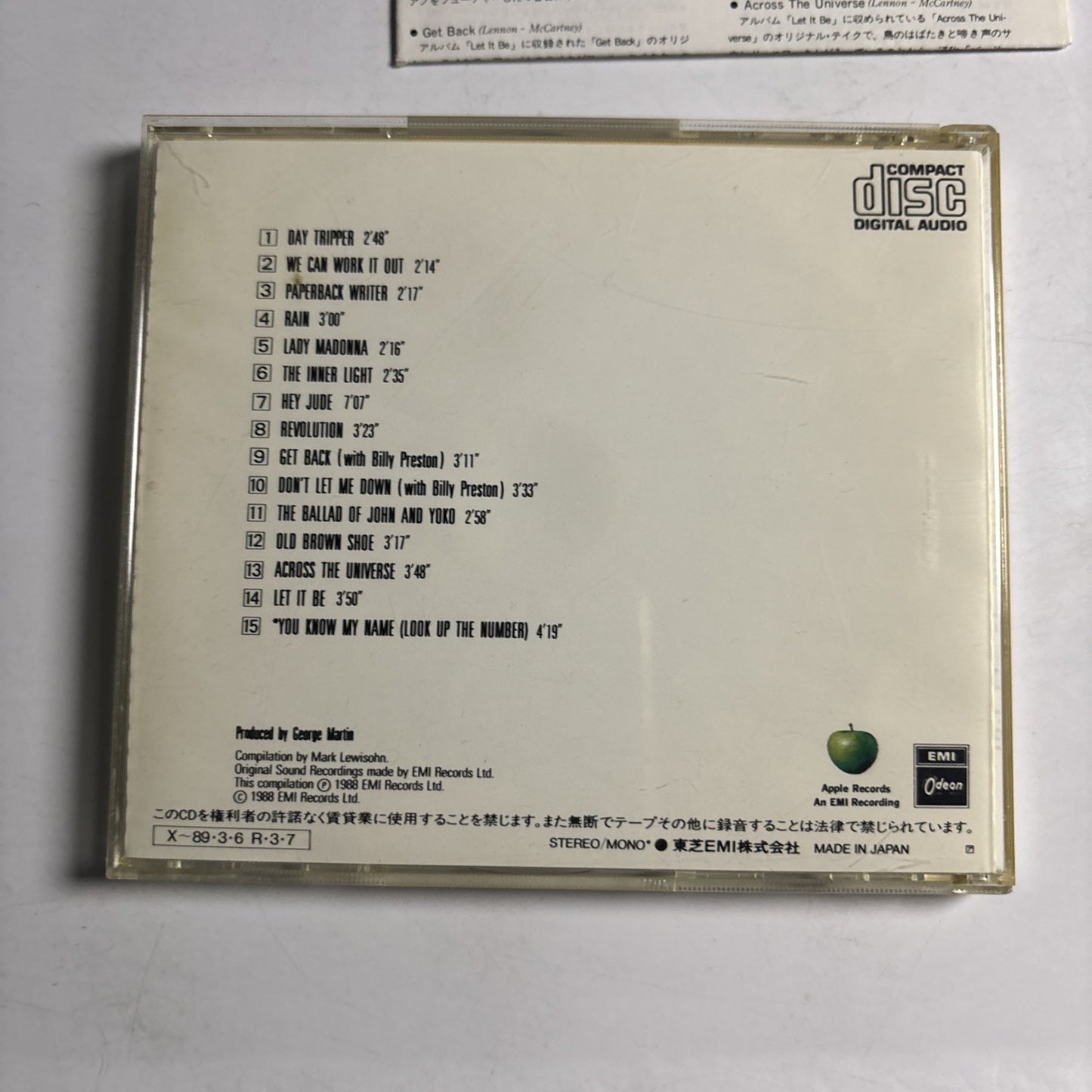 The Beatles – Past Masters • Volume Two (CD, 1988) Japan CP32-5602