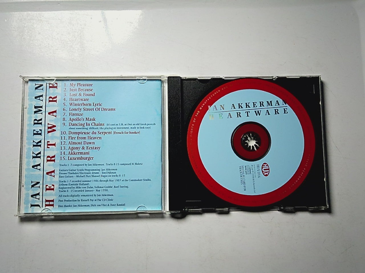 Jan Akkerman – Heartware (CD, 1998) UK HUX 016