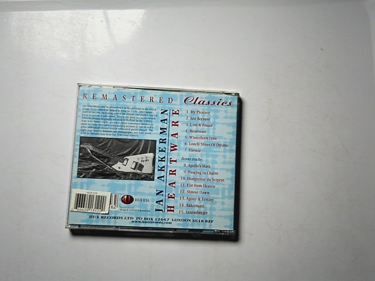 Jan Akkerman – Heartware (CD, 1998) UK HUX 016