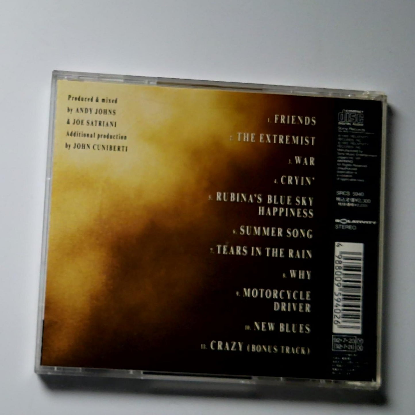 Joe Satriani – The Extremist (CD, 1992) Japan SRCS 5940