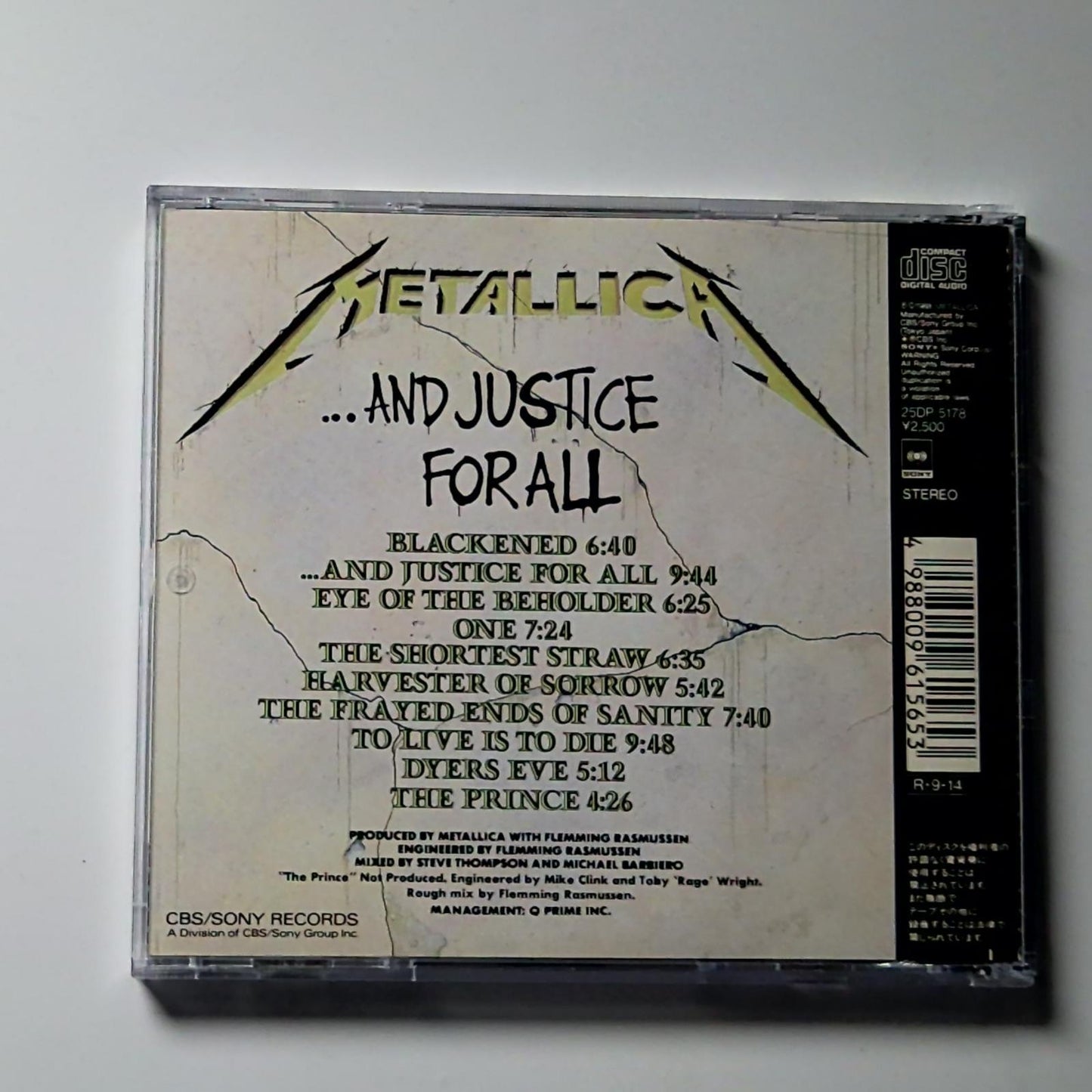 Metallica – ...And Justice For All (CD, 1988) Japan 25DP 5178
