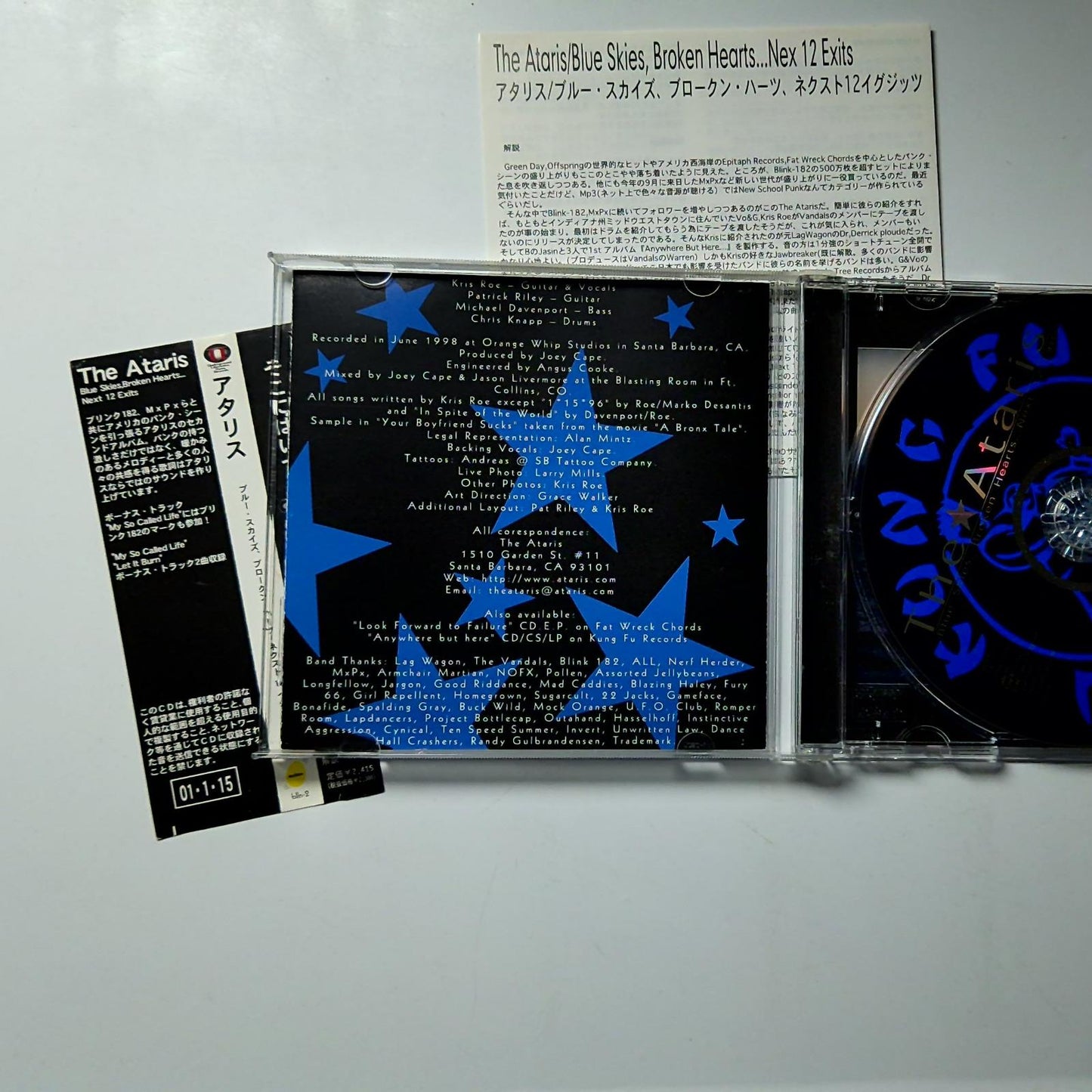 The Ataris – Blue Skies, Broken Hearts...Next 12 Exits (CD, 2001) Japan obi