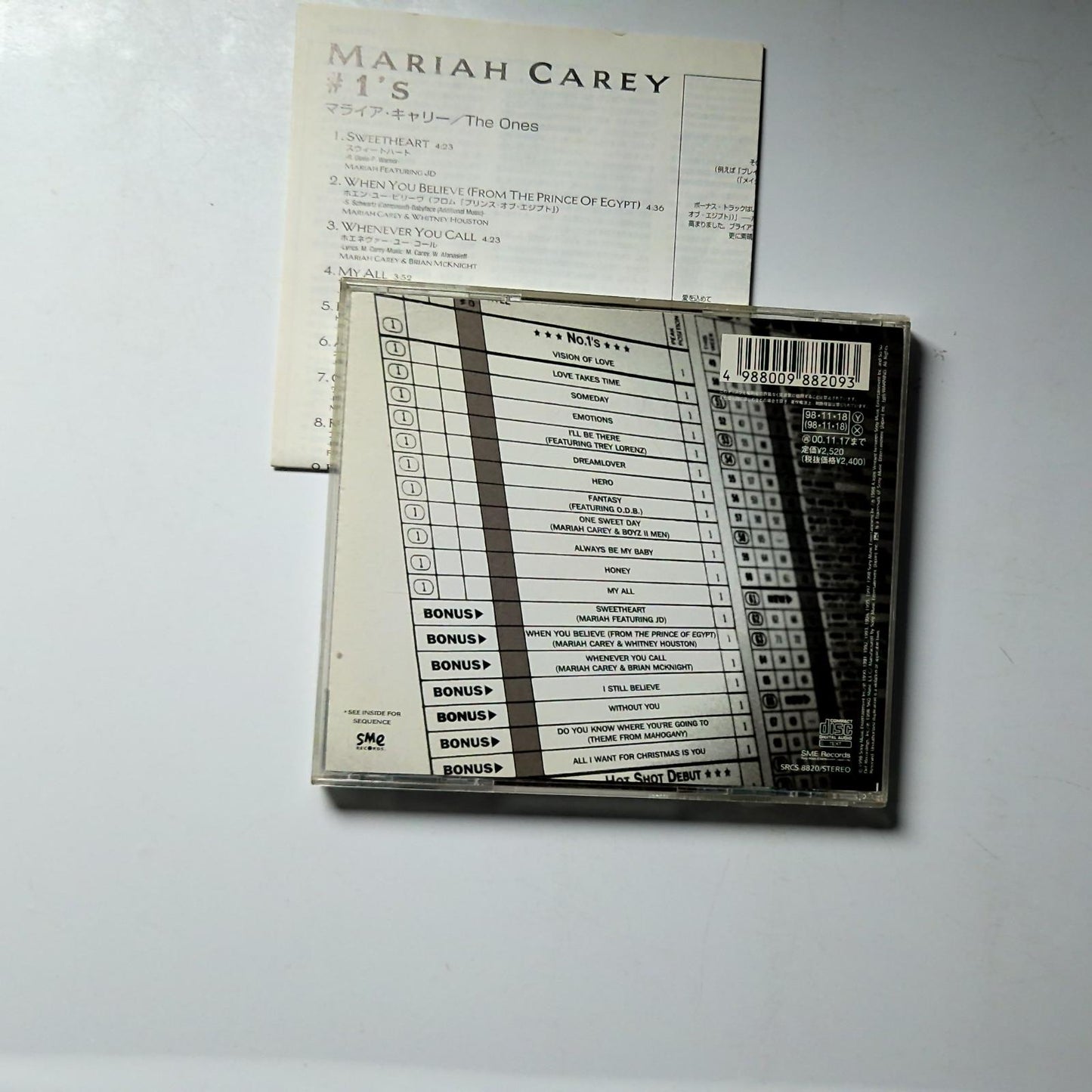 Mariah Carey – #1's (CD, 1998) Japan SRCS 8820