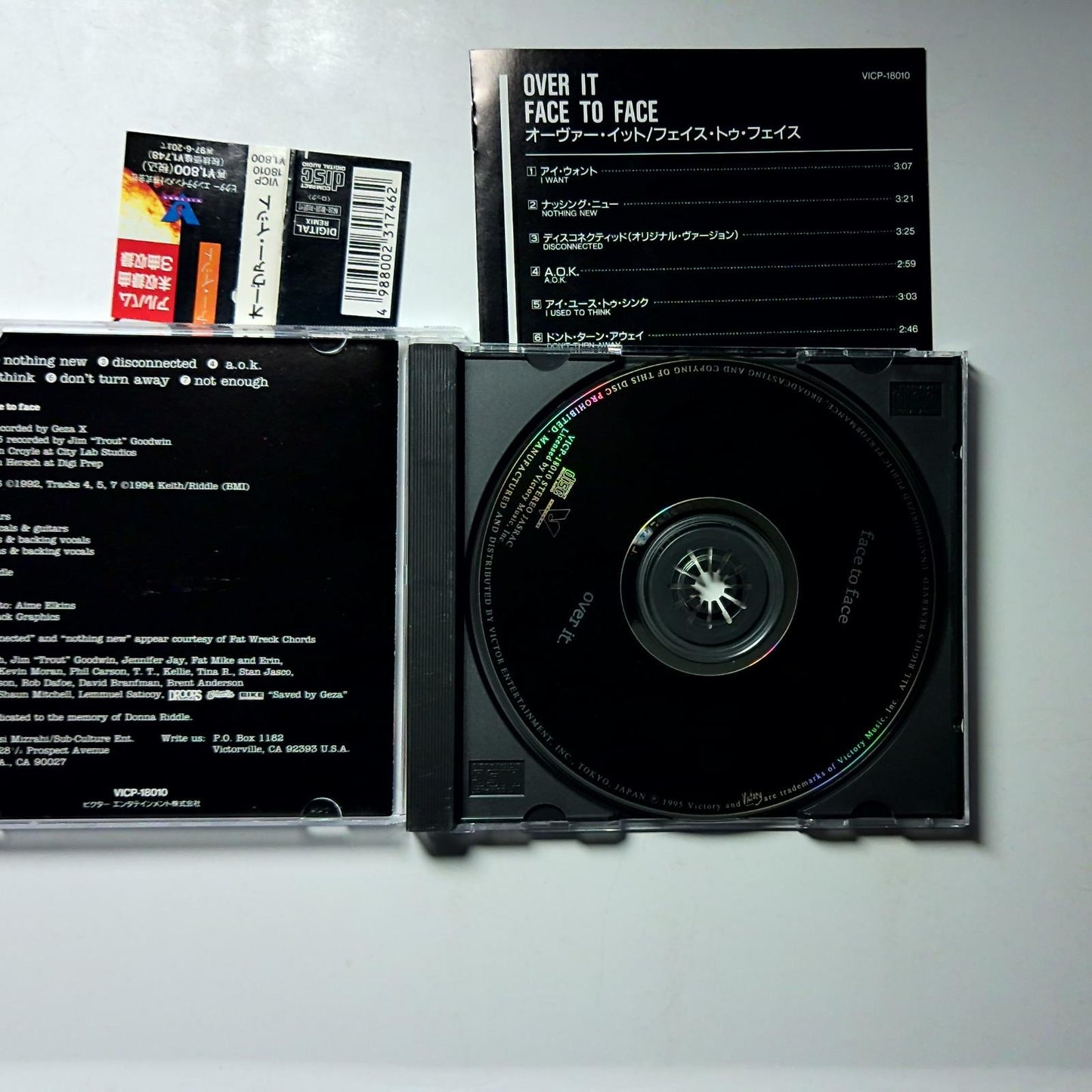 Face To Face – Over It (CD, 1995) Japan Bonus Track Obi VICP-18010