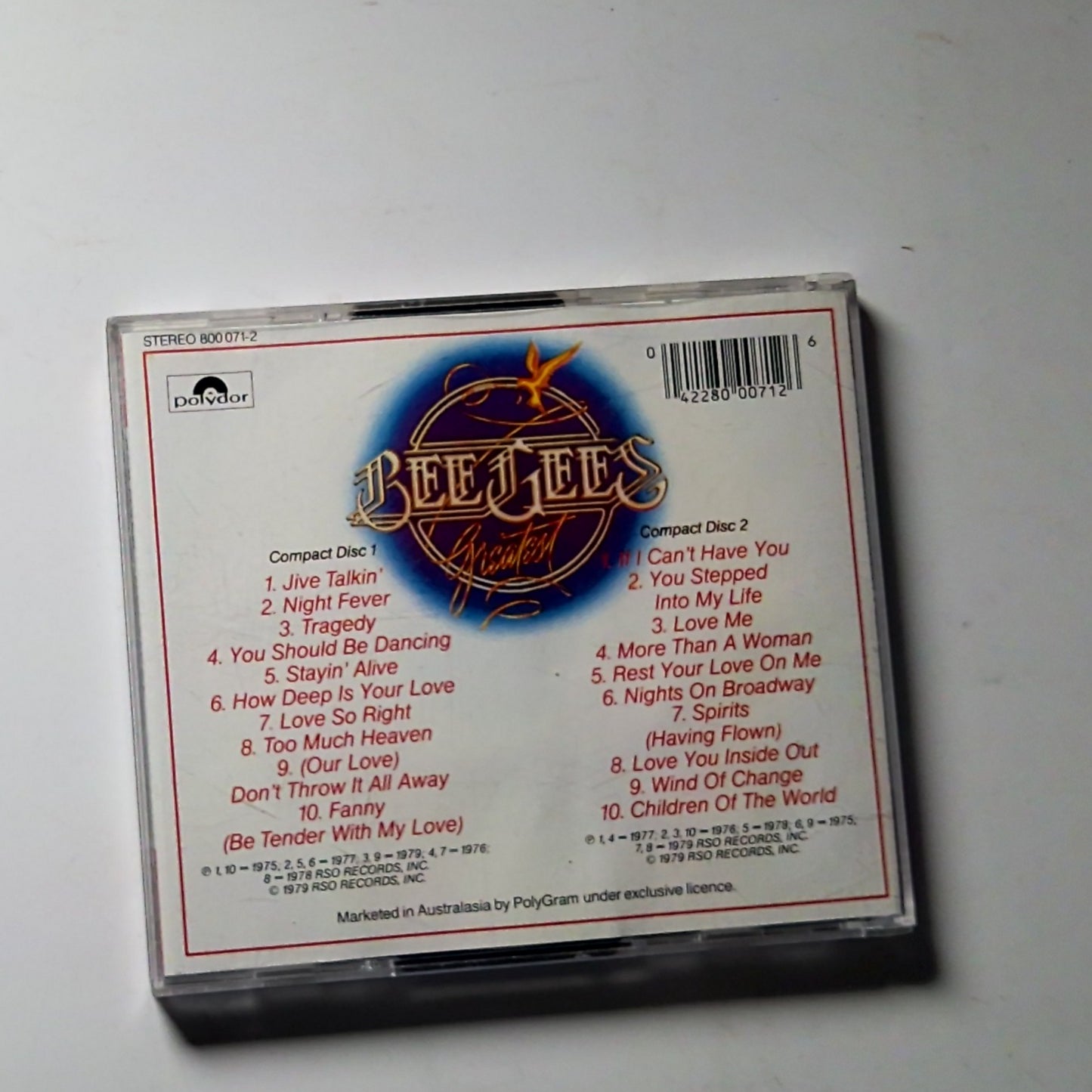 Bee Gees – Greatest (CD) Australasia 800 071-2