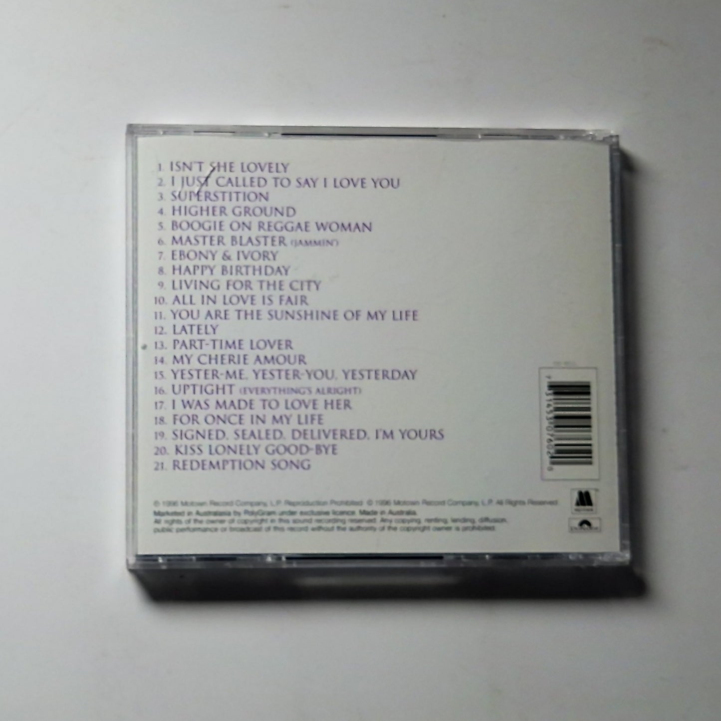Stevie Wonder – Song Review (A Greatest Hits Collection) (CD, 1996) Australasia