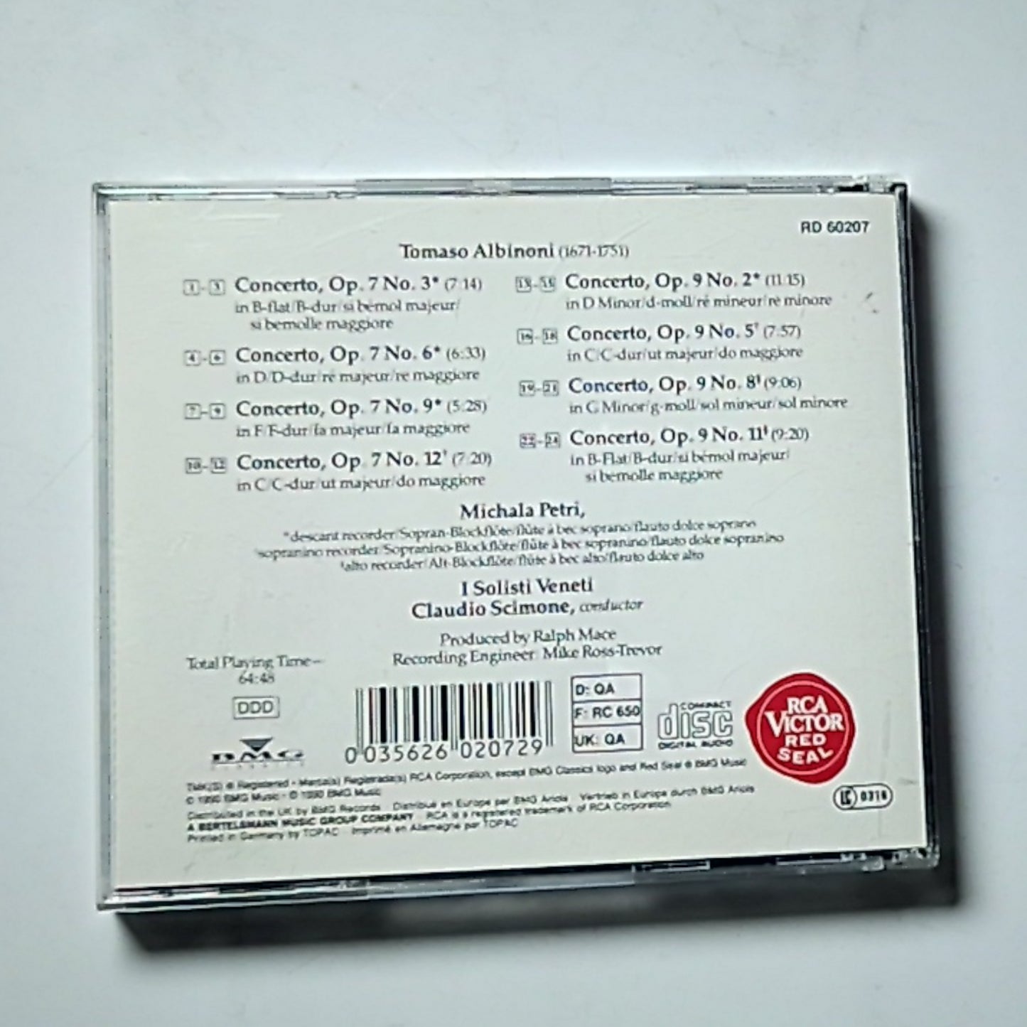 Michala Petri – 8 Concertos (CD, 1990) Europe RD 60207