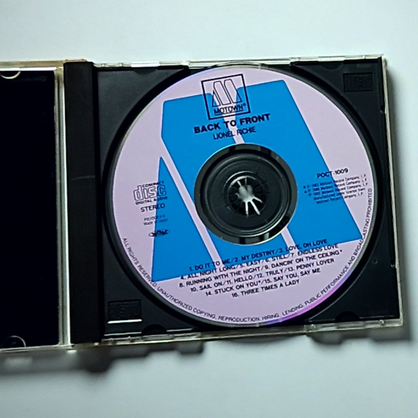 Lionel Richie – Back To Front (CD, 1992) Japan POCT-1009