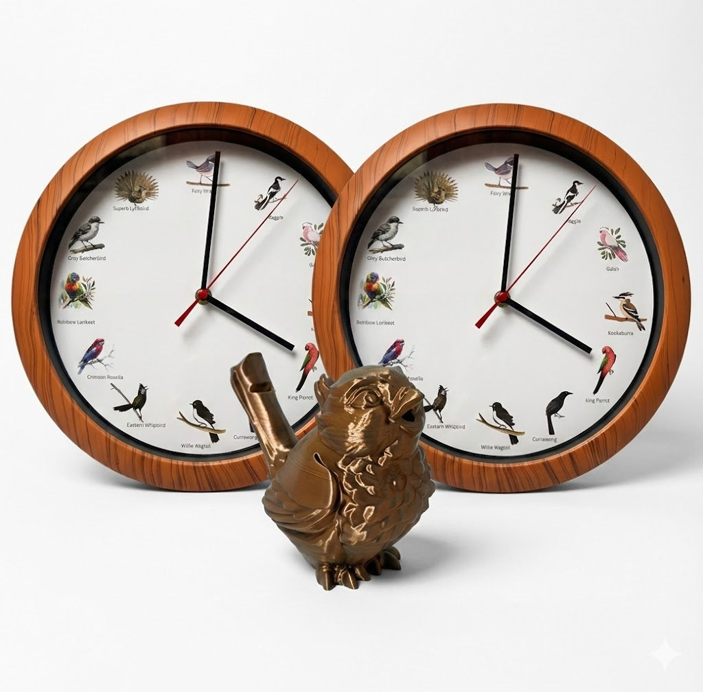 Australian Bird Song Wall Clock 30cm Diameter Singing