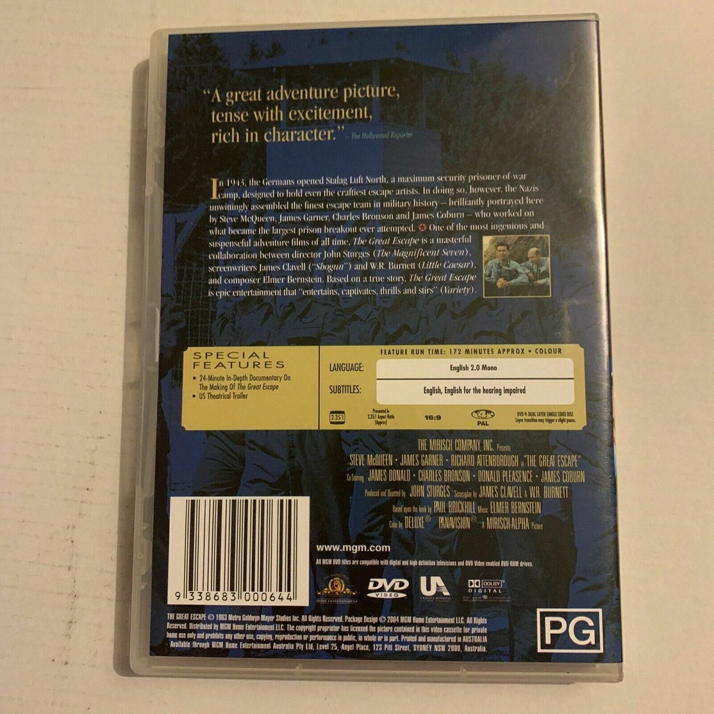 The Great Escape (DVD, 1963) Steve McQueen, James Garner. Region 4,2