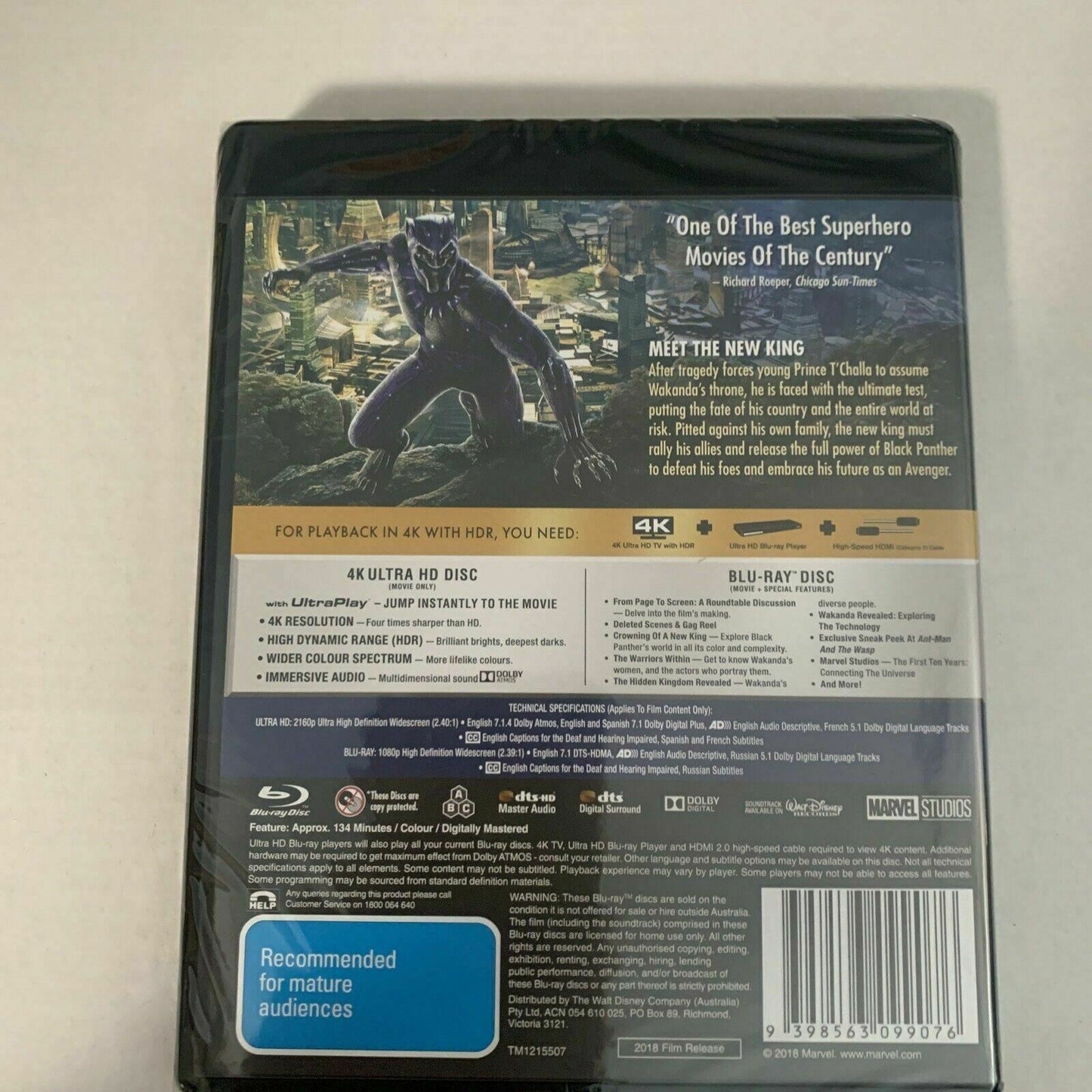 *New Sealed* Black Panther (4K Ultra HD + Blu-ray, 2018, 2-Disc Set) All Regions