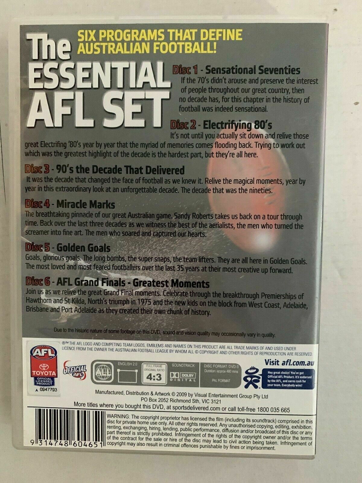 AFL - Essential AFL (DVD, 2011, 6-Disc Set) Australian Football - All Regions
