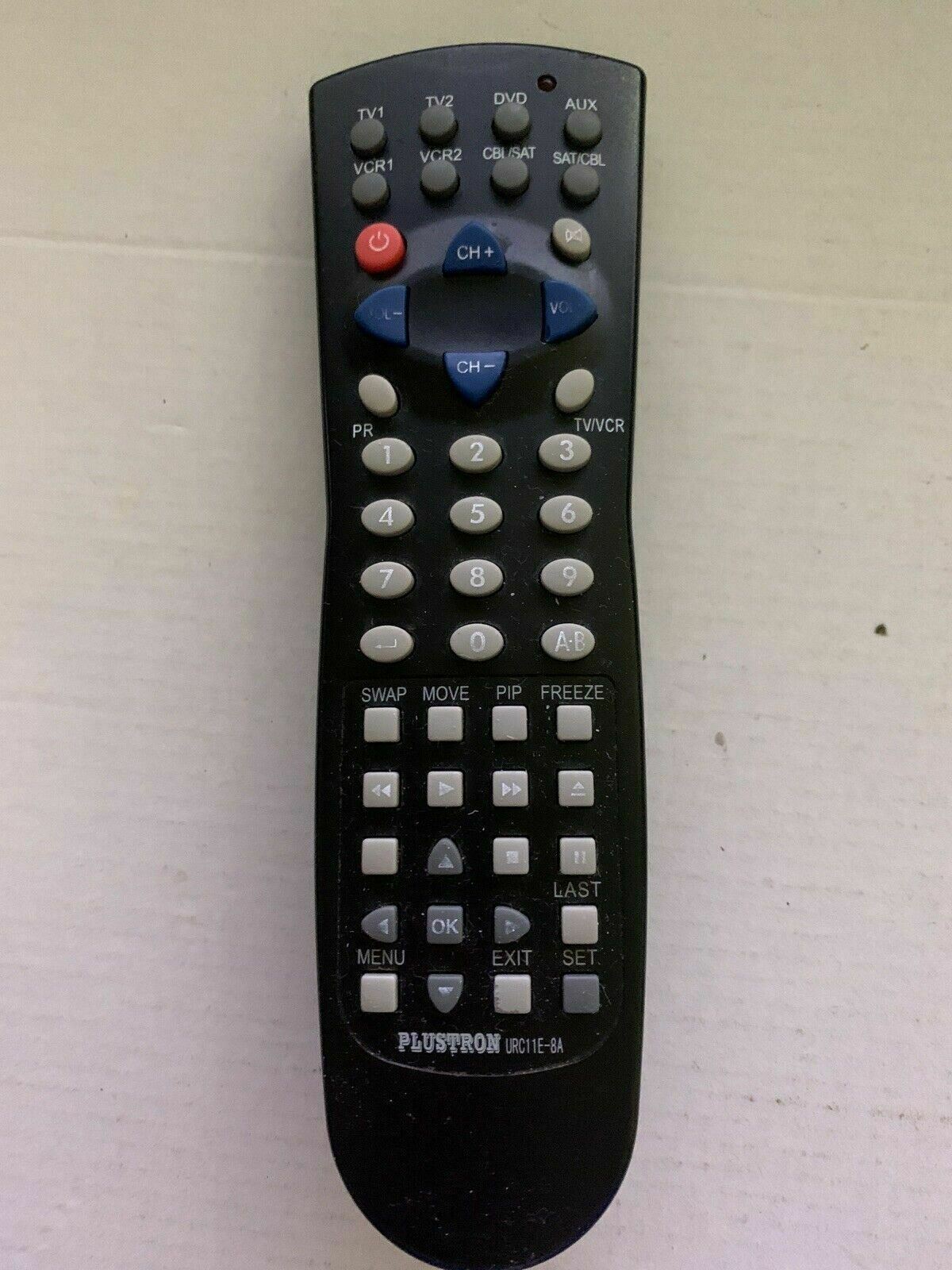 Plustron URC11E-8A Remote Control For TV VCR Aux DVD SAT