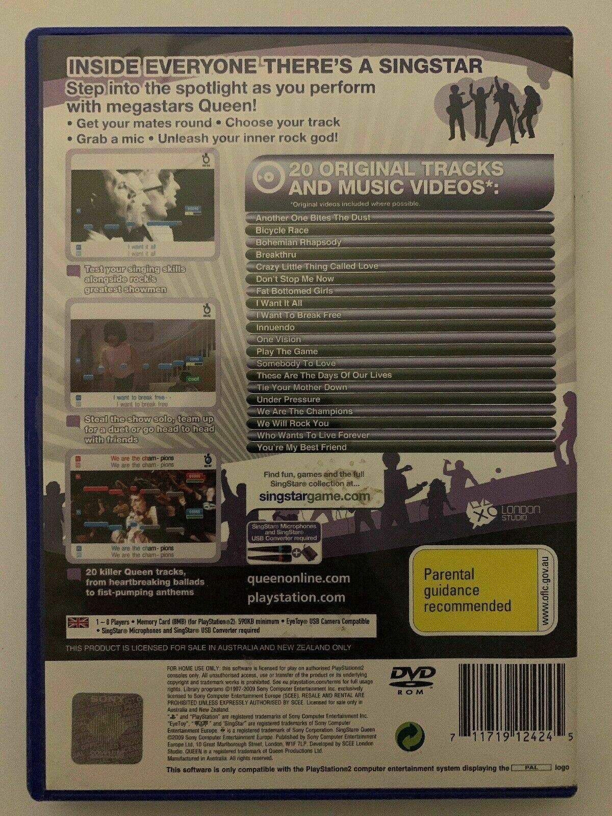 Queen SingStar - Playstation 2 PS2 Official Queen Freddie Mercury Karaoke PAL Game