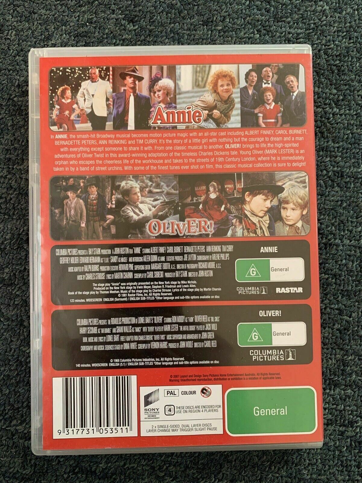 Annie / Oliver (DVD, 2007, 2-Disc Set) Albert Finney, Carol Burnett. Region 4