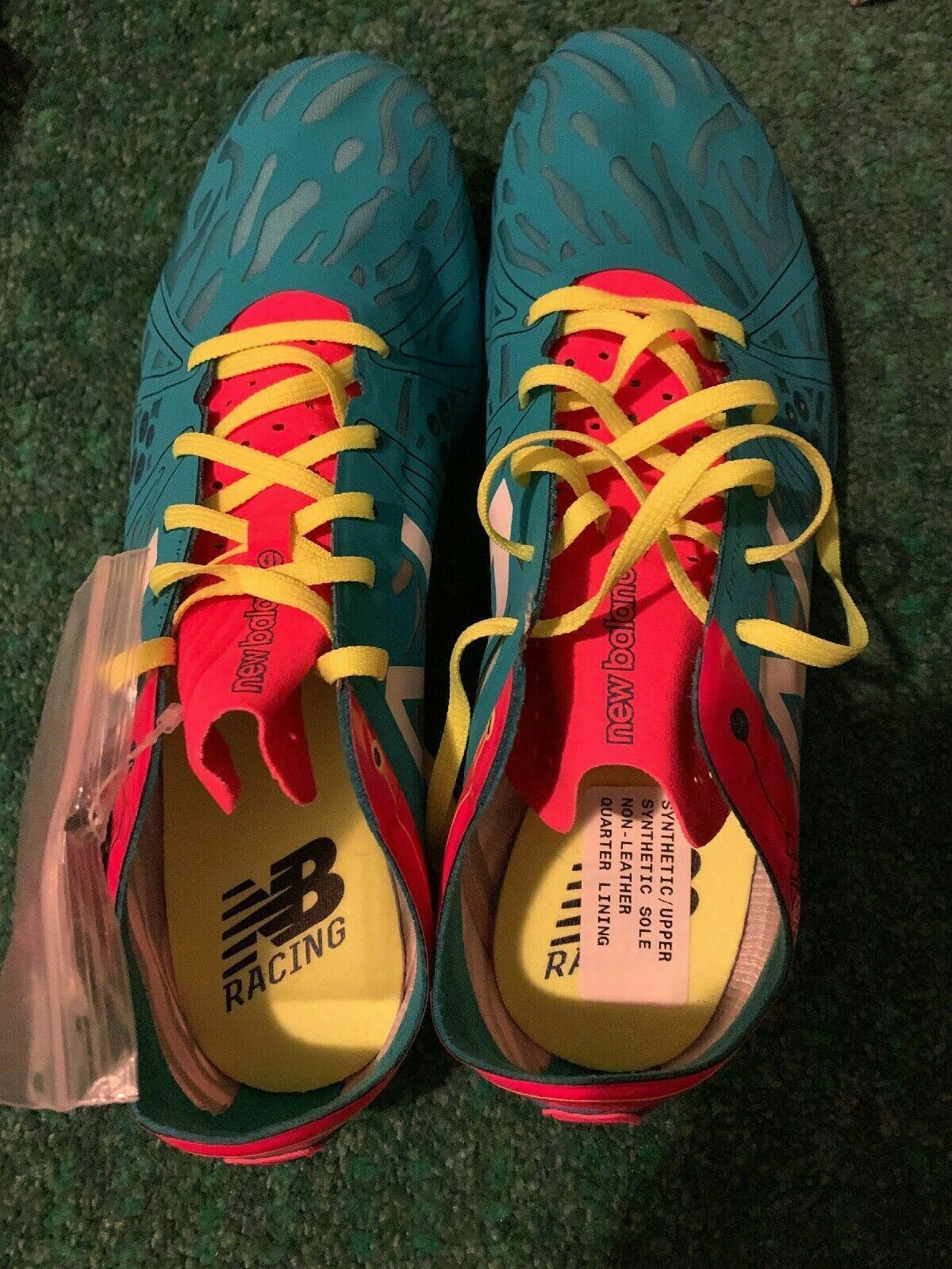 NEW BALANCE Blue Red LaceUp LIGHTWEIGHT RUNNING TRACK SHOES Cleats UK 7.5 US 9.5