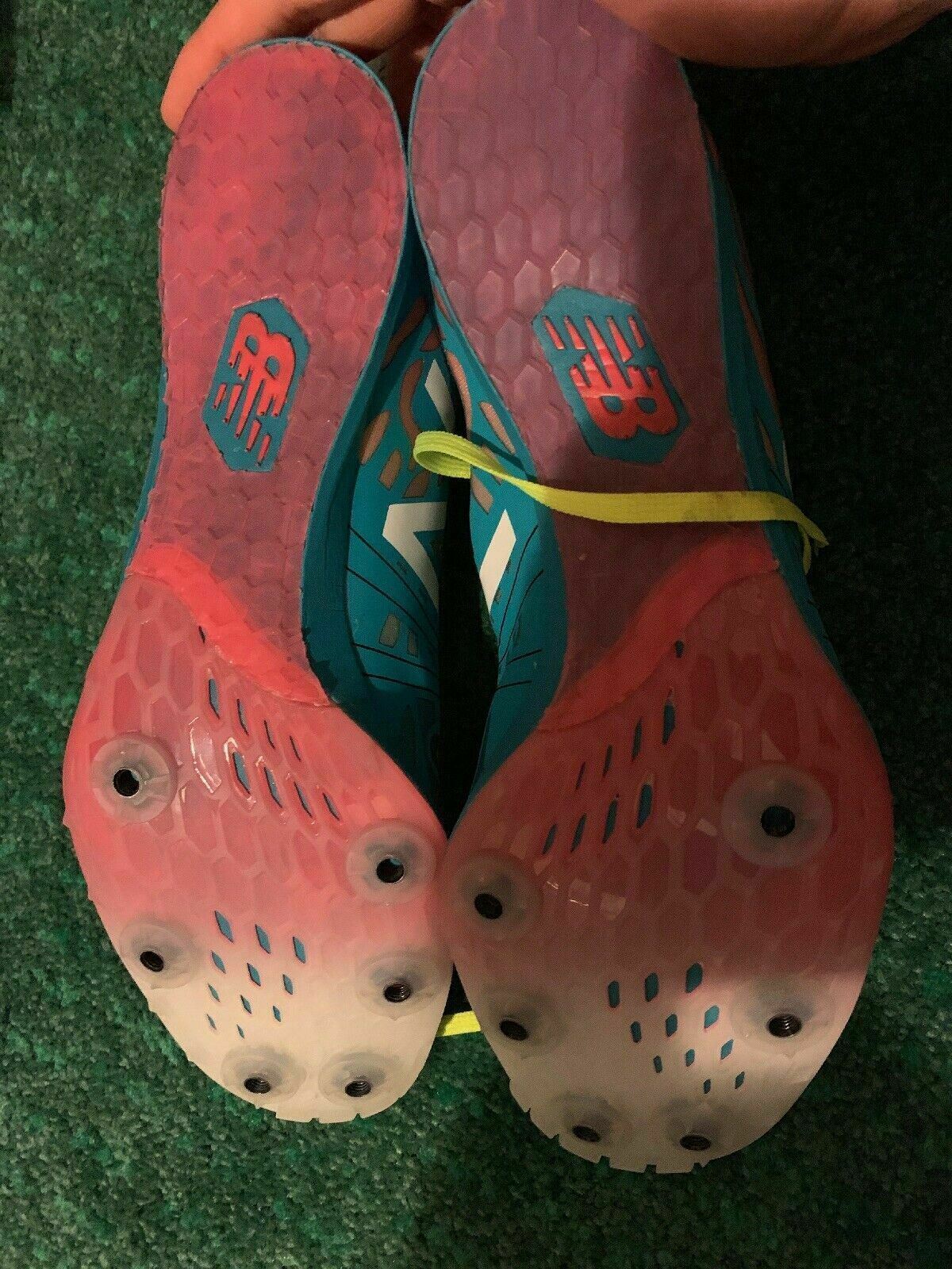 NEW BALANCE Blue Red LaceUp LIGHTWEIGHT RUNNING TRACK SHOES Cleats UK 7.5 US 9.5