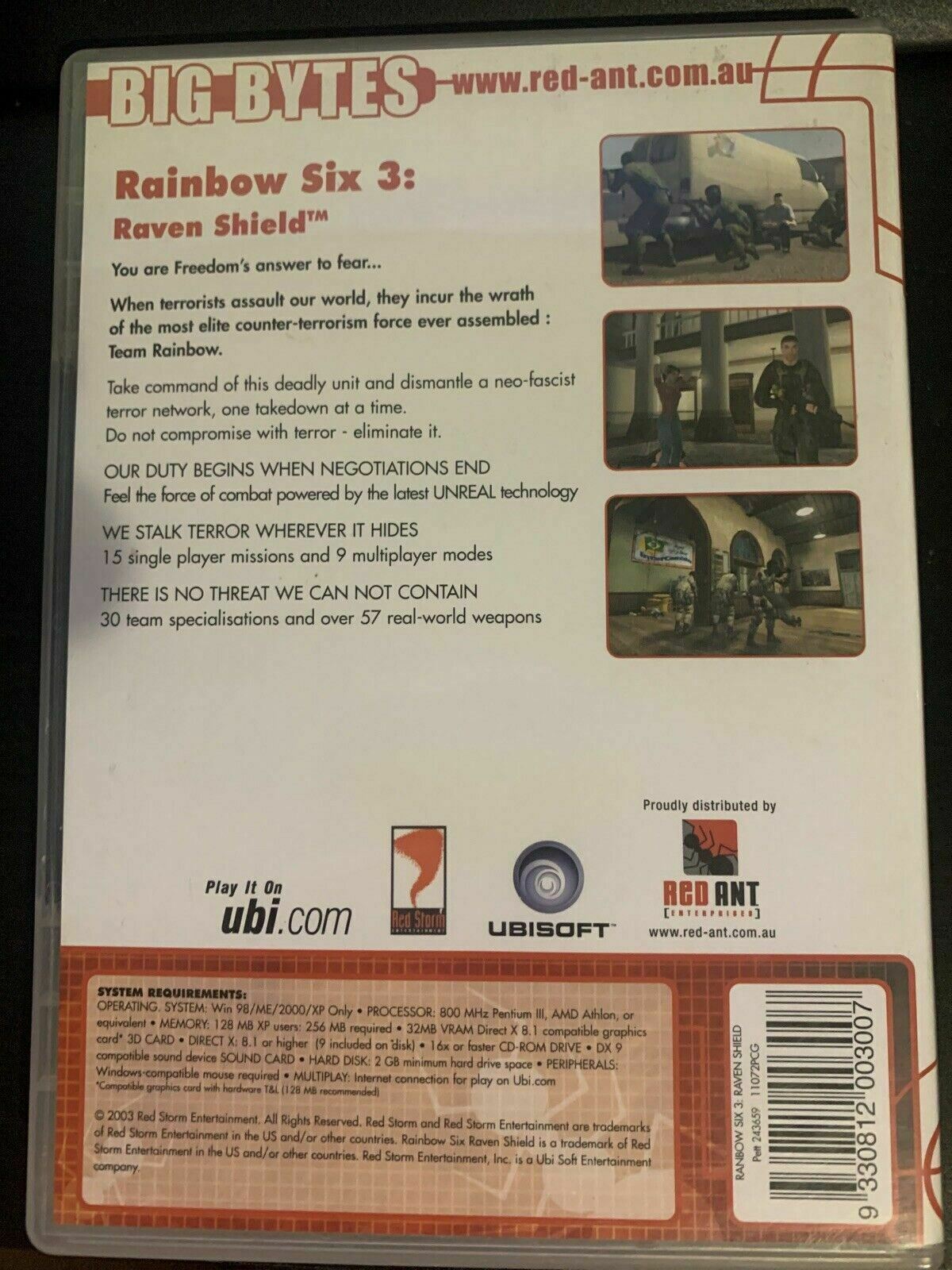 Tom Clancy's Rainbow Six 3 Raven Shield PC CDROM Game Clancys