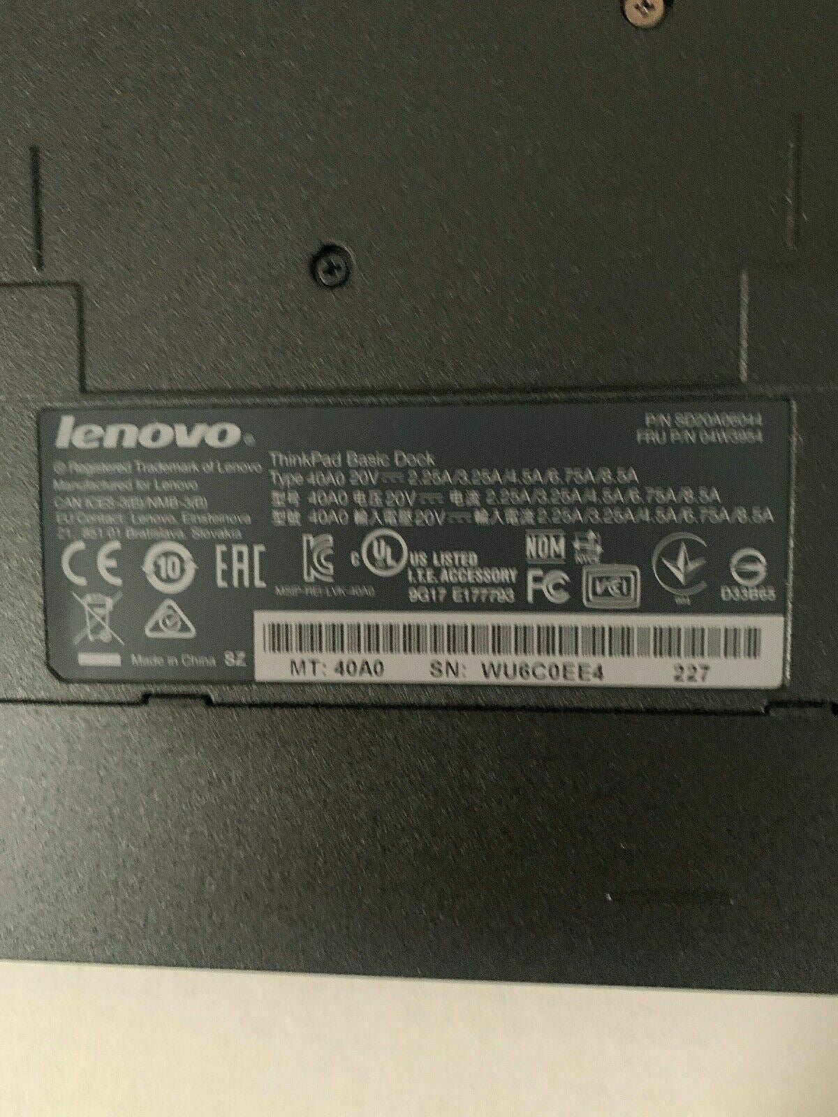 Lenovo ThinkPad Basic Dock Type 40A0 USB 3.0 Ethernet