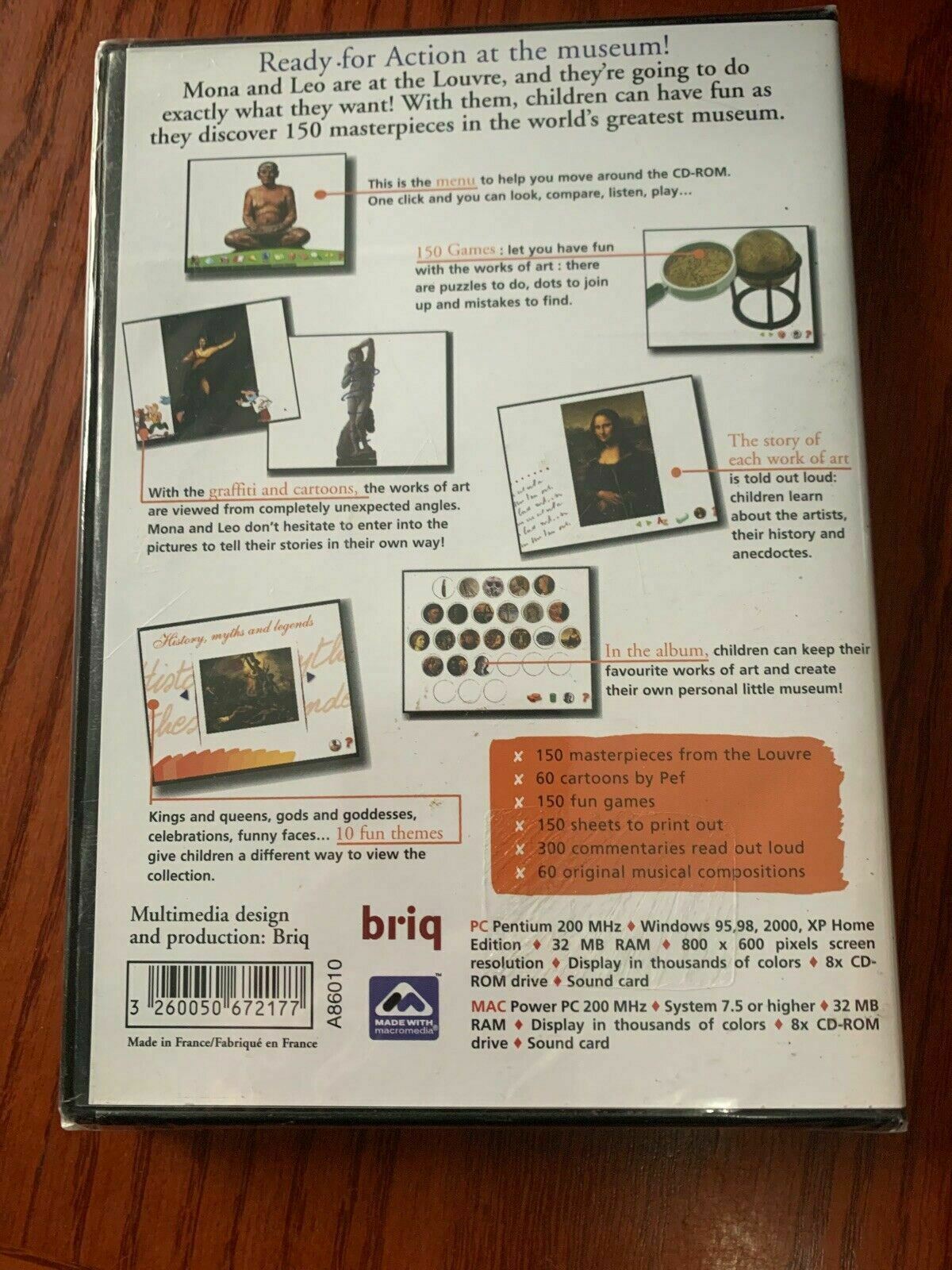 *New Sealed* The Lourve Art For Kids With Pef (PC/MAC CD-ROM) English