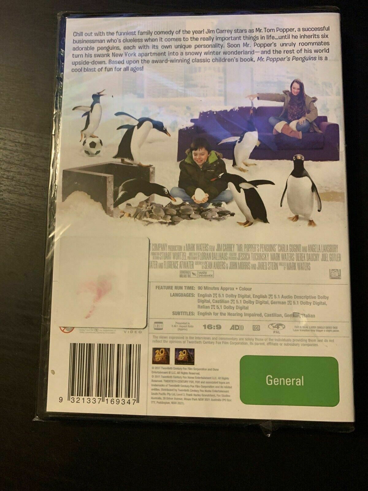 *New Sealed* Mr. Popper's Penguins (DVD, 2011) Jim Carrey. Region 4