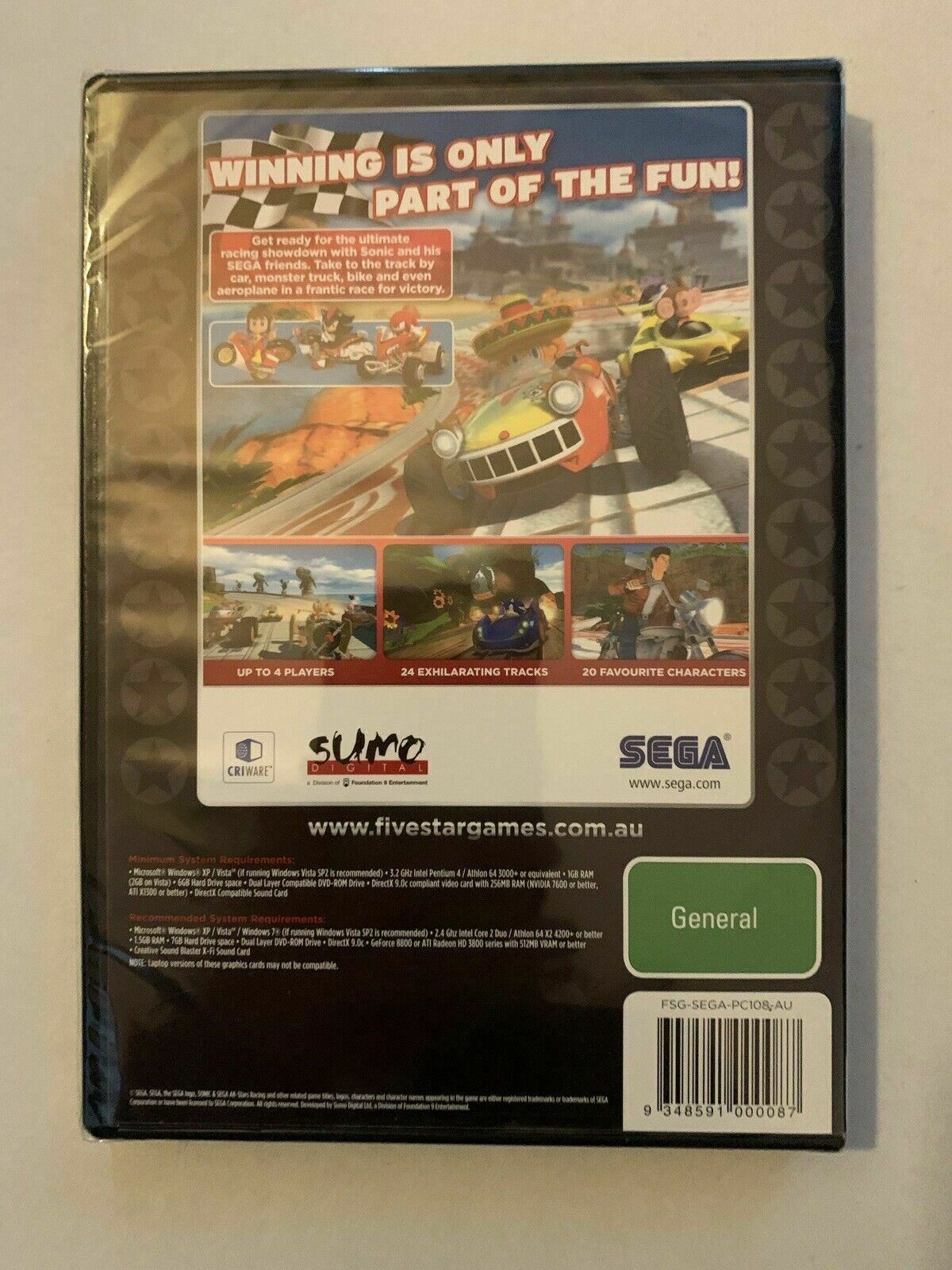 *New Sealed* Sonic & Sega All-Stars Racing - PC DVD-ROM Windows Game