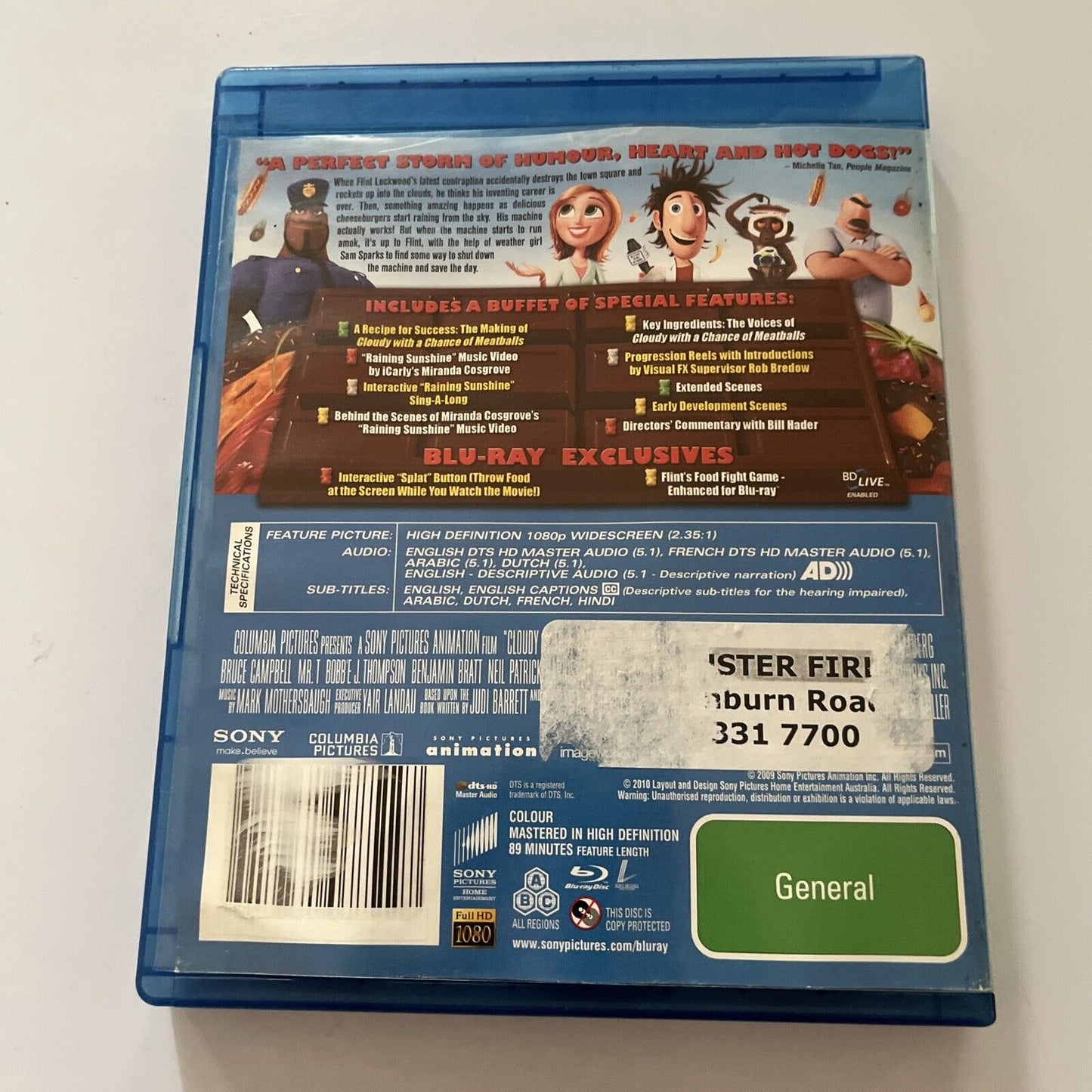 Cloudy With A Chance Of Meatballs (Blu-ray, 2009) All Regions