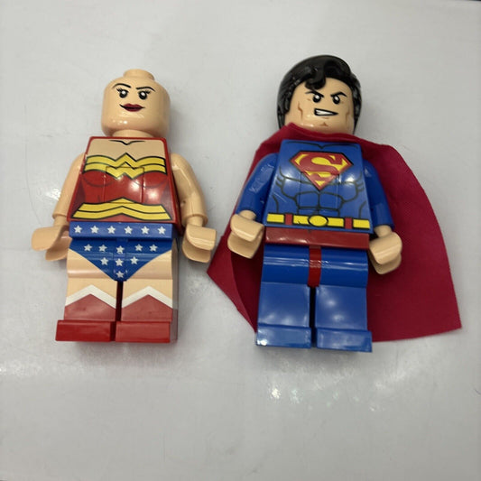 Superman & Wonder Woman Lego 7.5" 2014 Figure Lights Up
