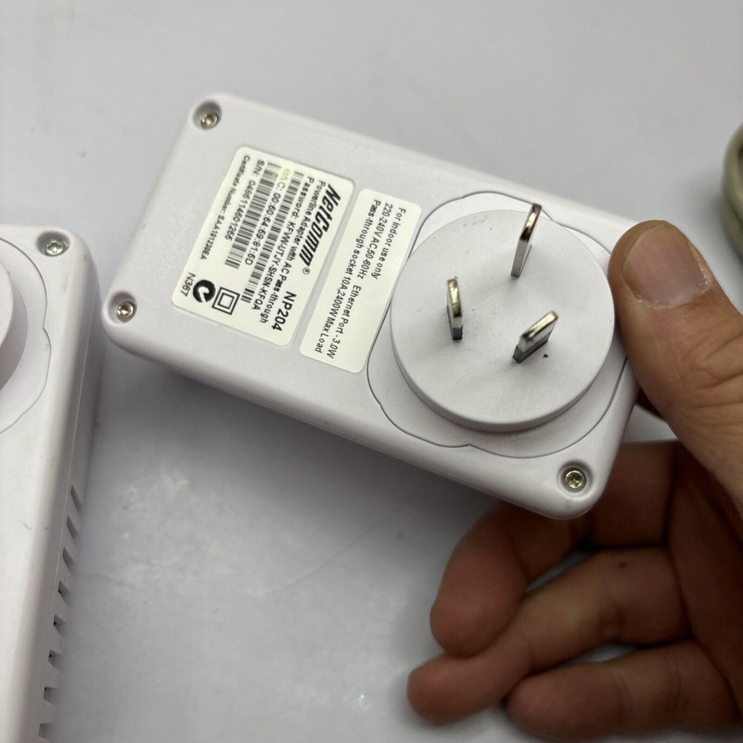 2x NetComm NP204 Powerline Adapter With AC Passthrough