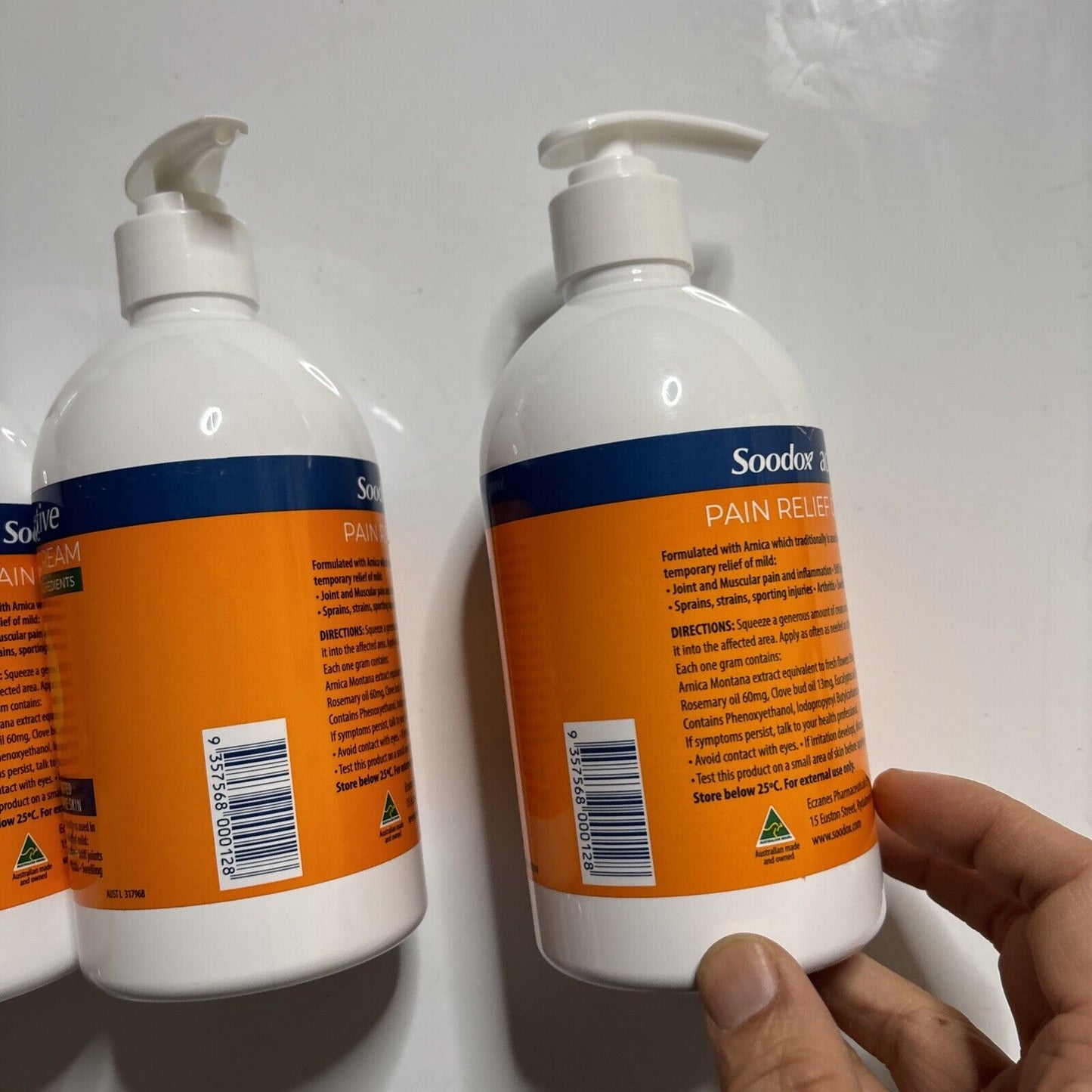 3x Soodox Active Pain Relief Cream - 100% Natural 500ml For Sensitive Skin.