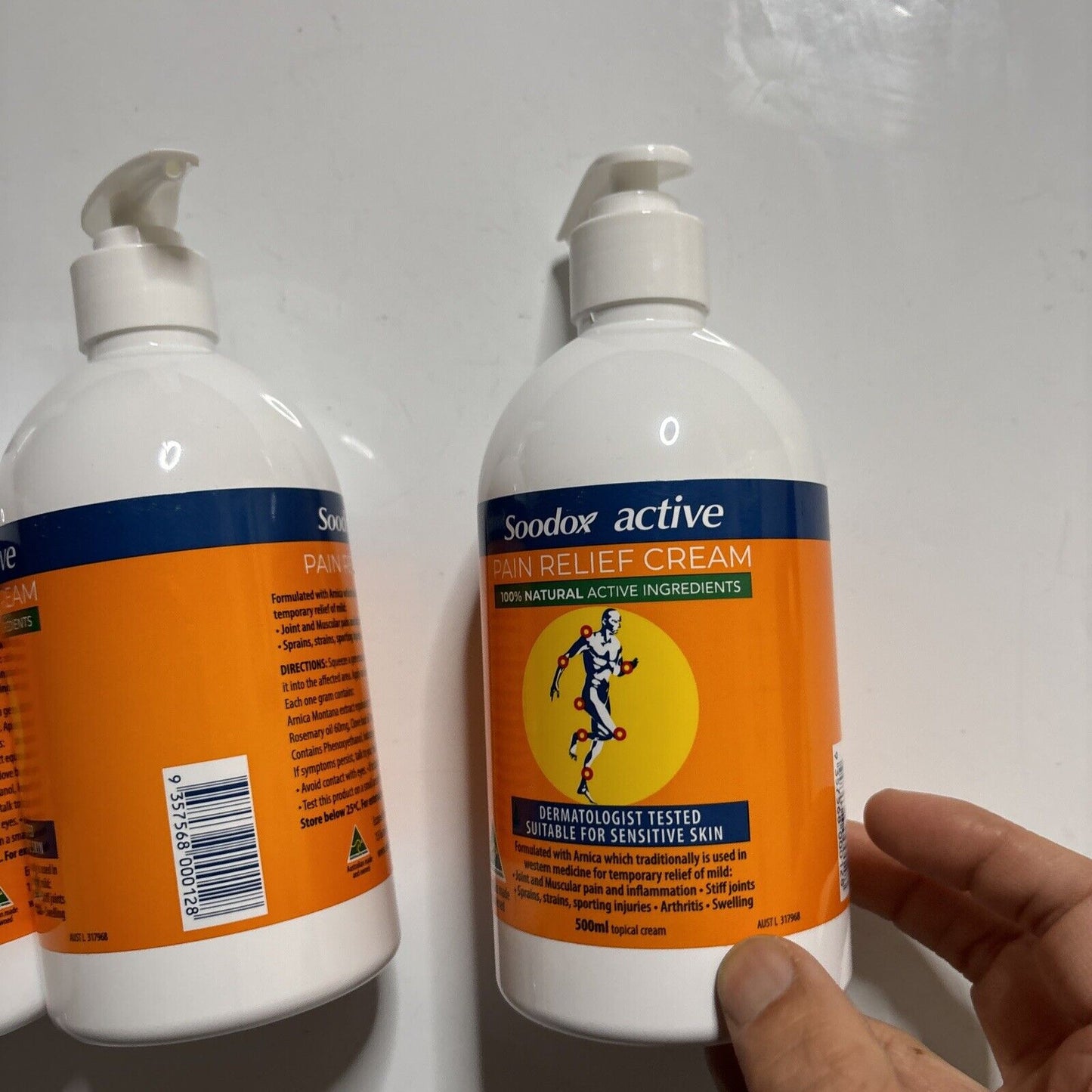 3x Soodox Active Pain Relief Cream - 100% Natural 500ml For Sensitive Skin.