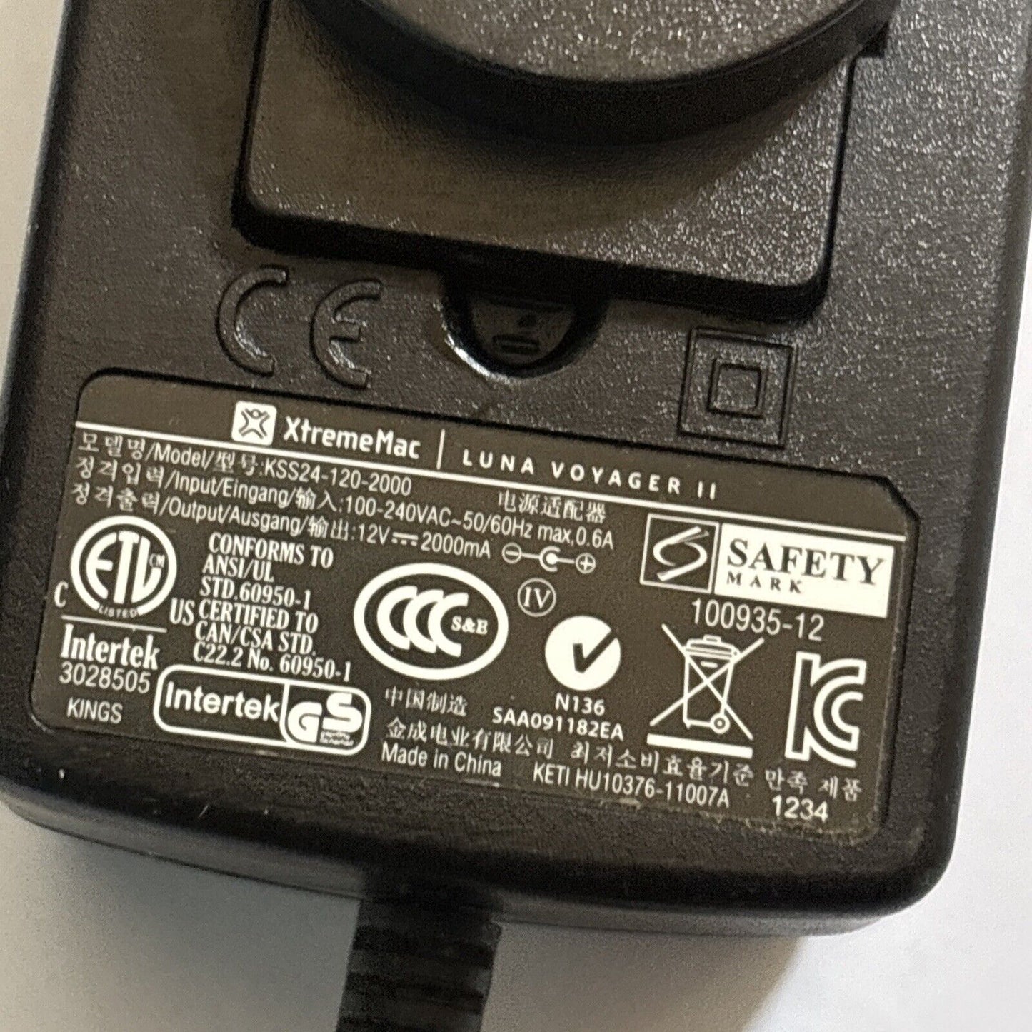 Xtreme Mac Luna Voyager II AC Adapter 12V 2A KSS24-120-2000