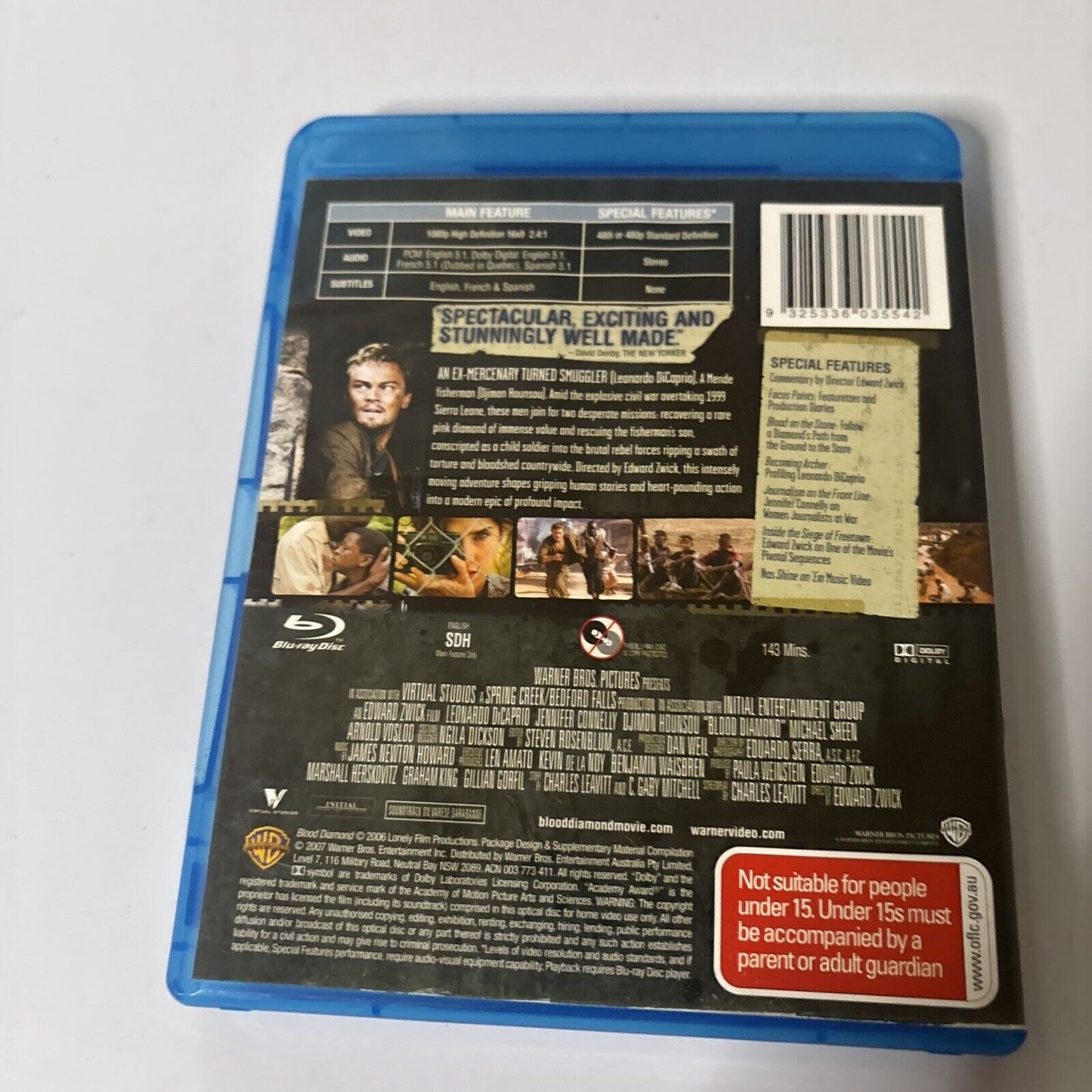 Blood Diamond (Blu-ray, 2006) Jennifer Connelly, Leonardo DiCaprio Region B