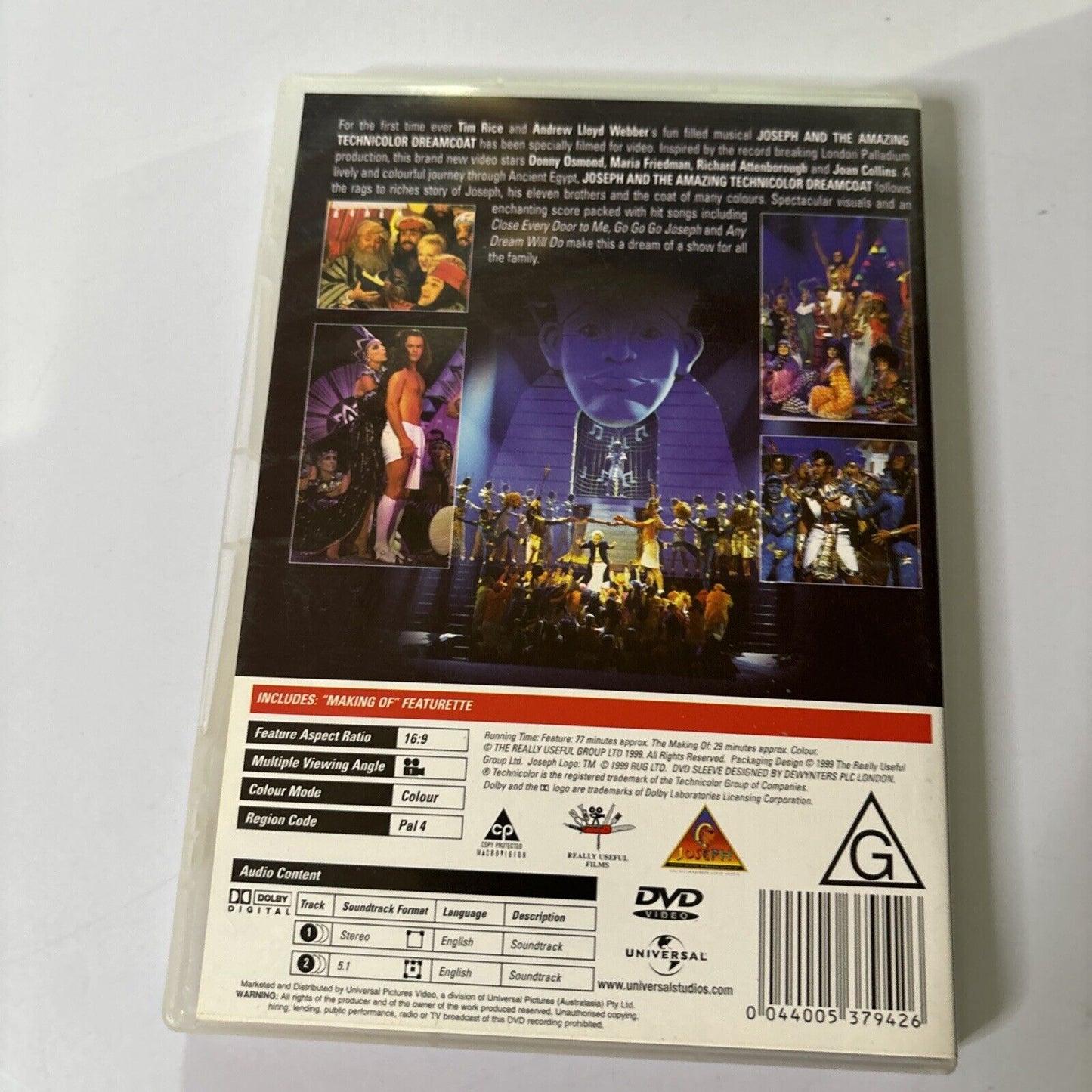 Joseph and the Amazing Technicolor Dreamcoat (DVD, 1999) Joan Collins Region 4