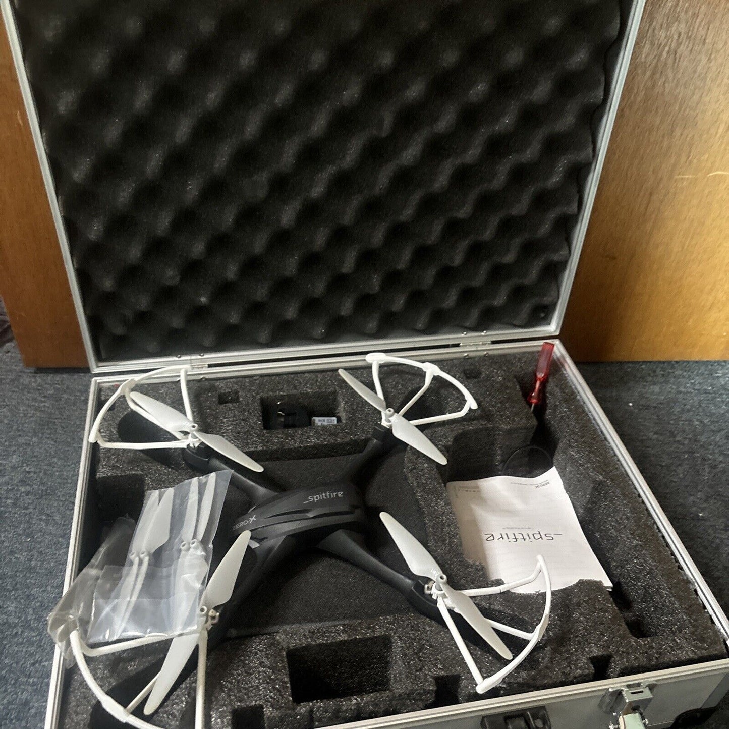 Spitfire Zero-X Drone & Case ZX-SFR *Untested - No Batteries - For Parts Only*