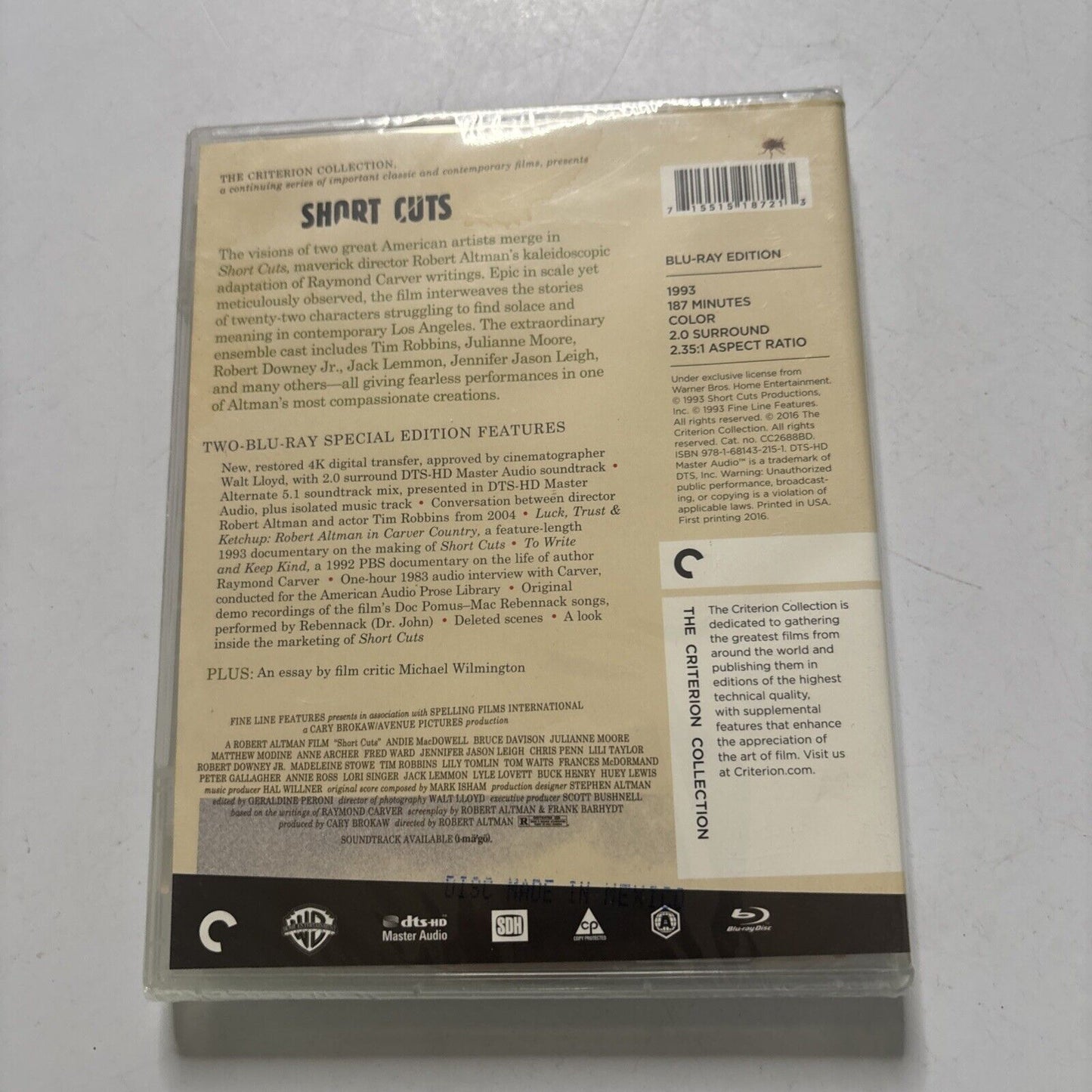 Short Cuts - The Criterion Collection (Bluray, 1993) Robert Altman Region A NEW