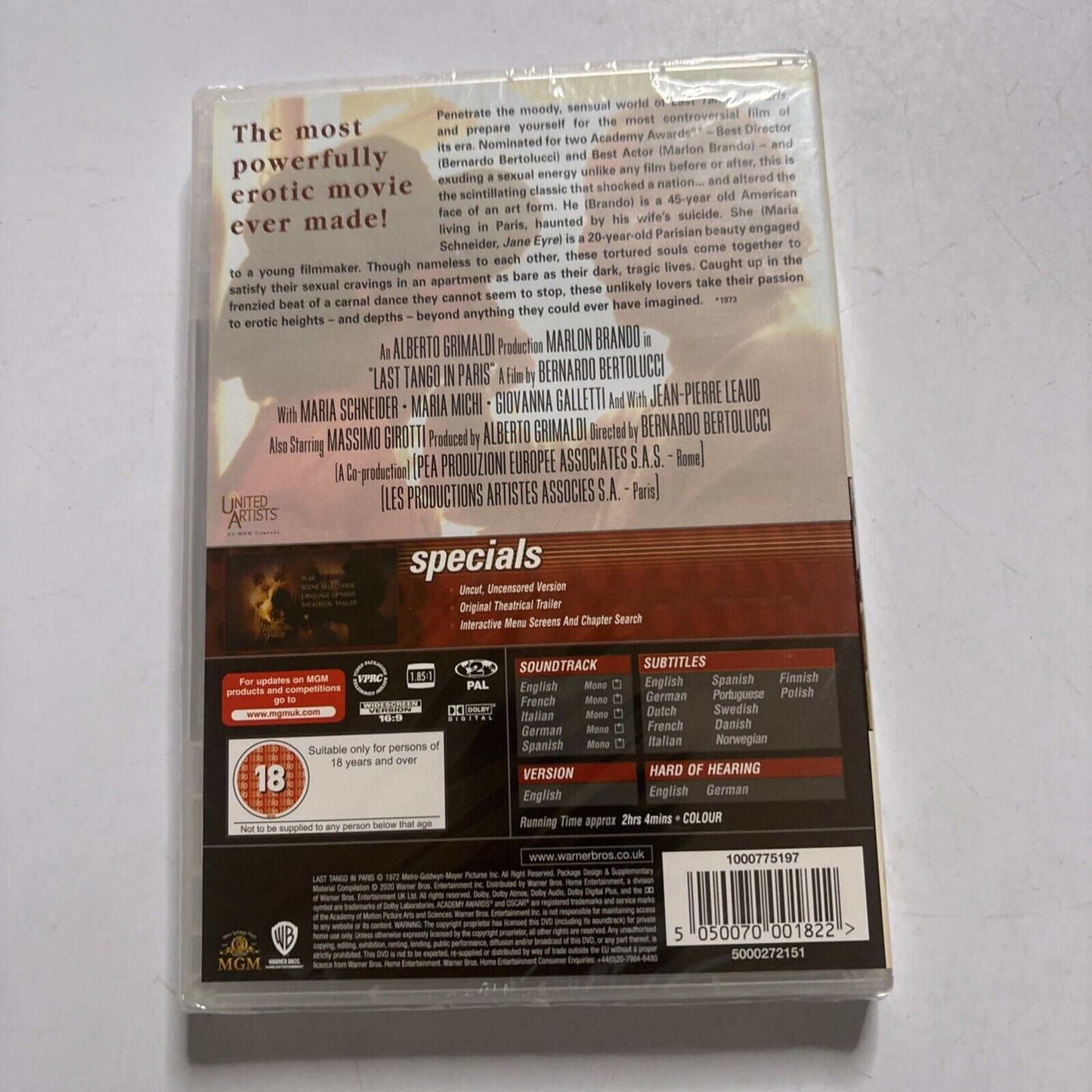 Last Tango In Paris - Uncut Uncensored Version (DVD, 1972) Marlon Brando Region2