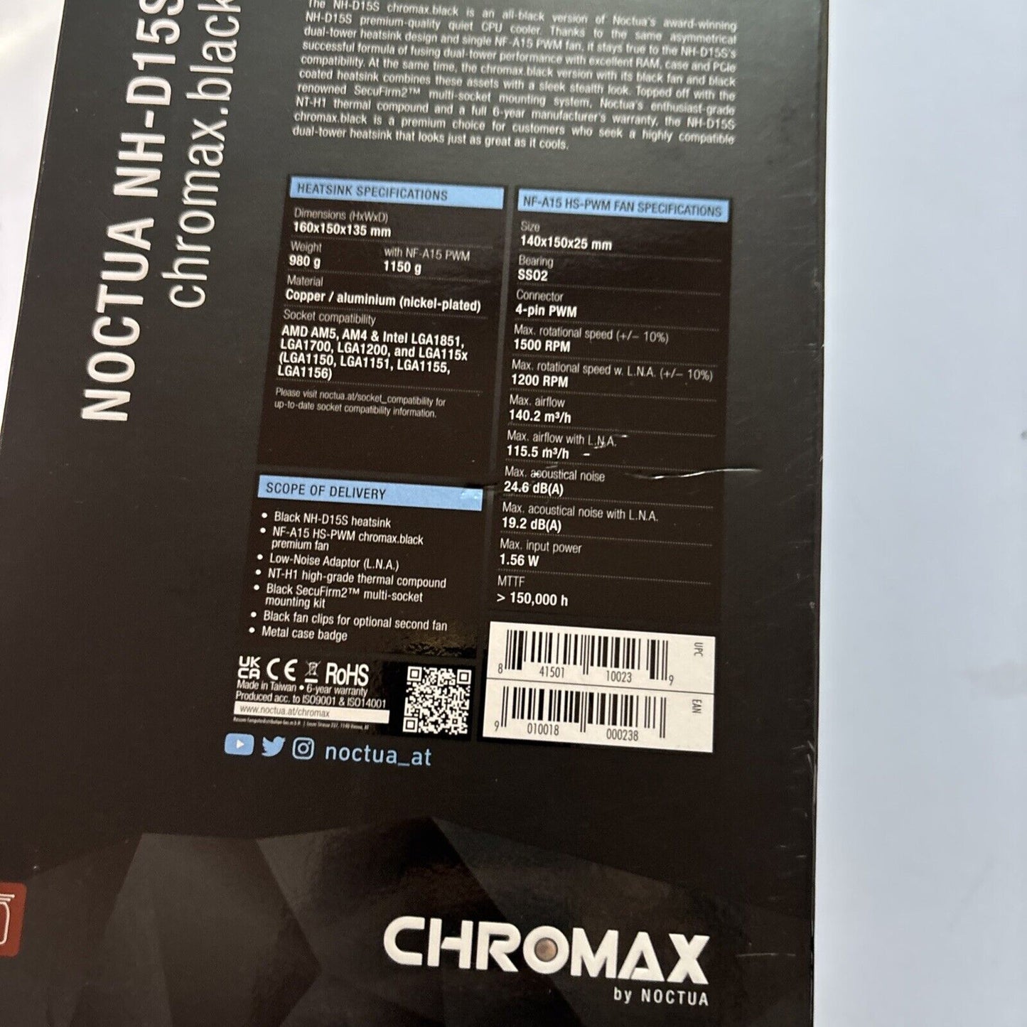 Noctua NH-D15S Chromax. Black CPU Cooler