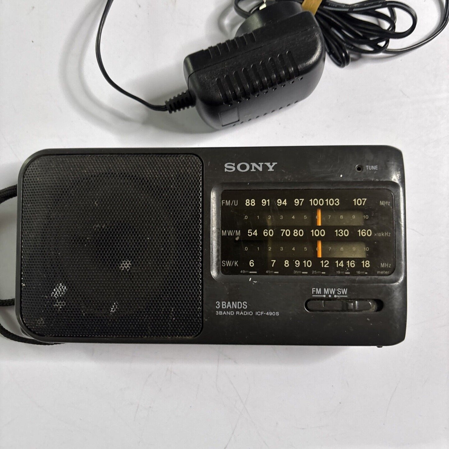 Sony ICF-490S Portable AM/FM/SW Radio With Adapter