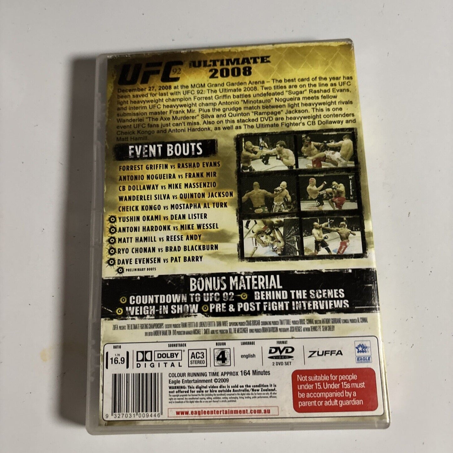 UFC #92 - The Ultimate 2008 (DVD, 2008) Region 4