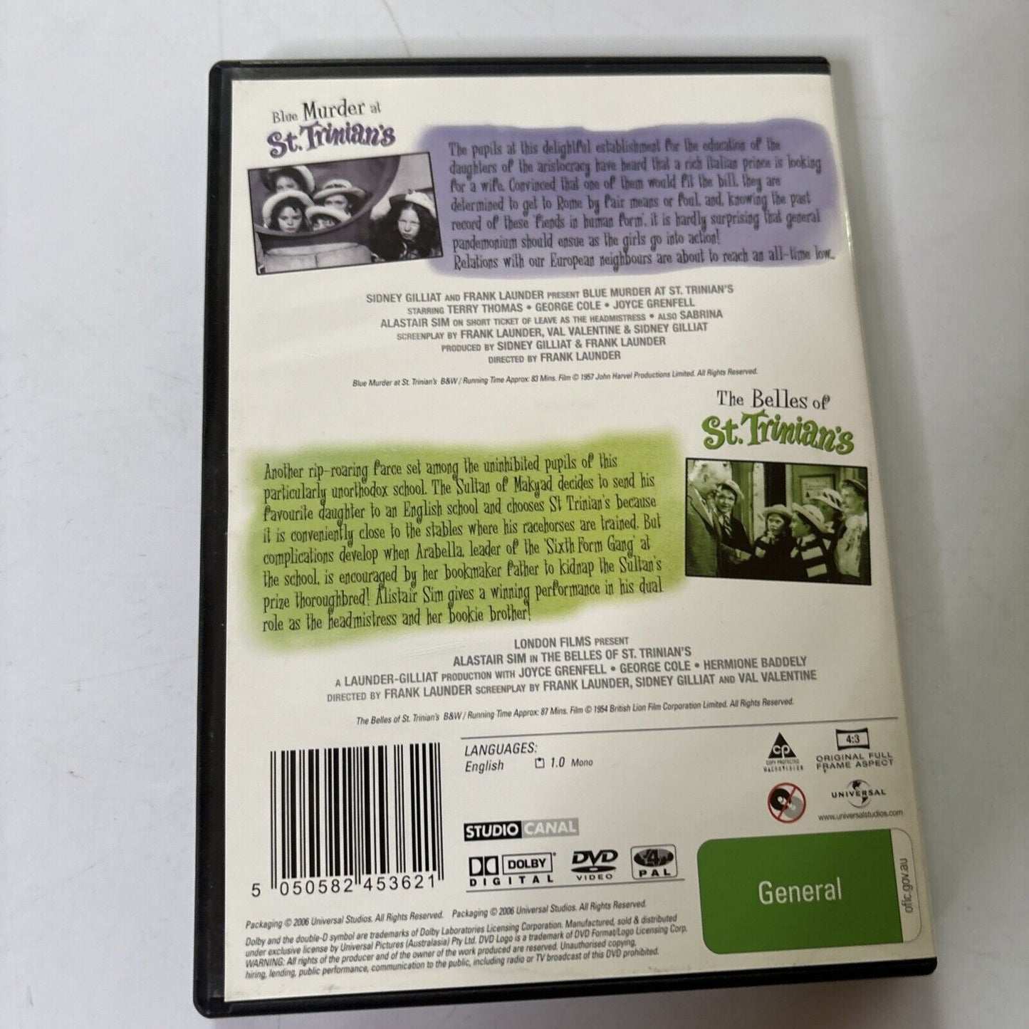 Blue Murder At St. Trinians / The Belle's Of St. Trinians (DVD 1954) Region4 NEW