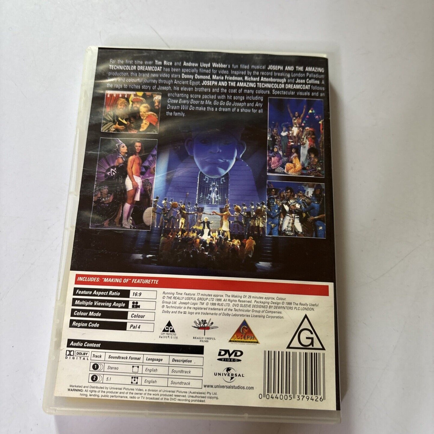 Joseph and the Amazing Technicolor Dreamcoat (DVD, 1999) Joan Collins Region 4