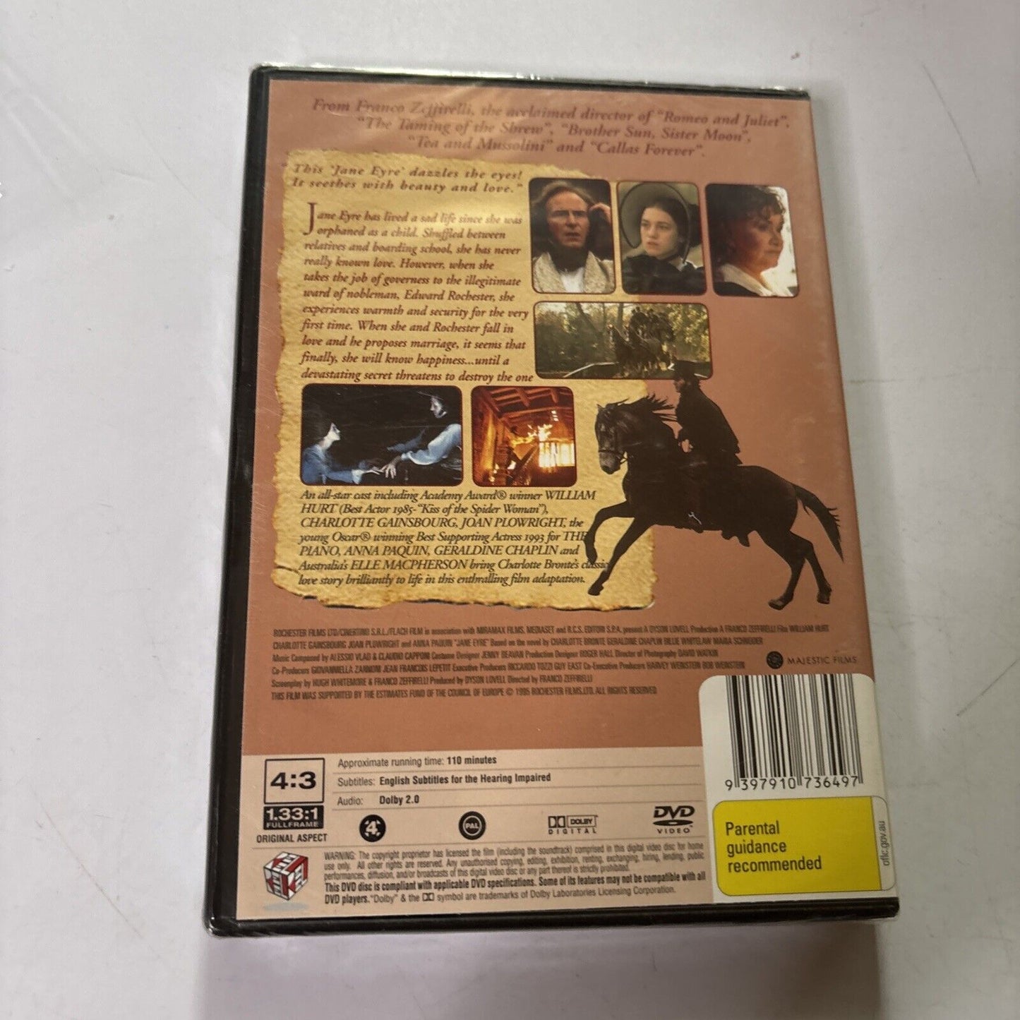 Jane Eyre (DVD, 1995) William Hurt, Anna Paquin Region 4 *New Sealed*