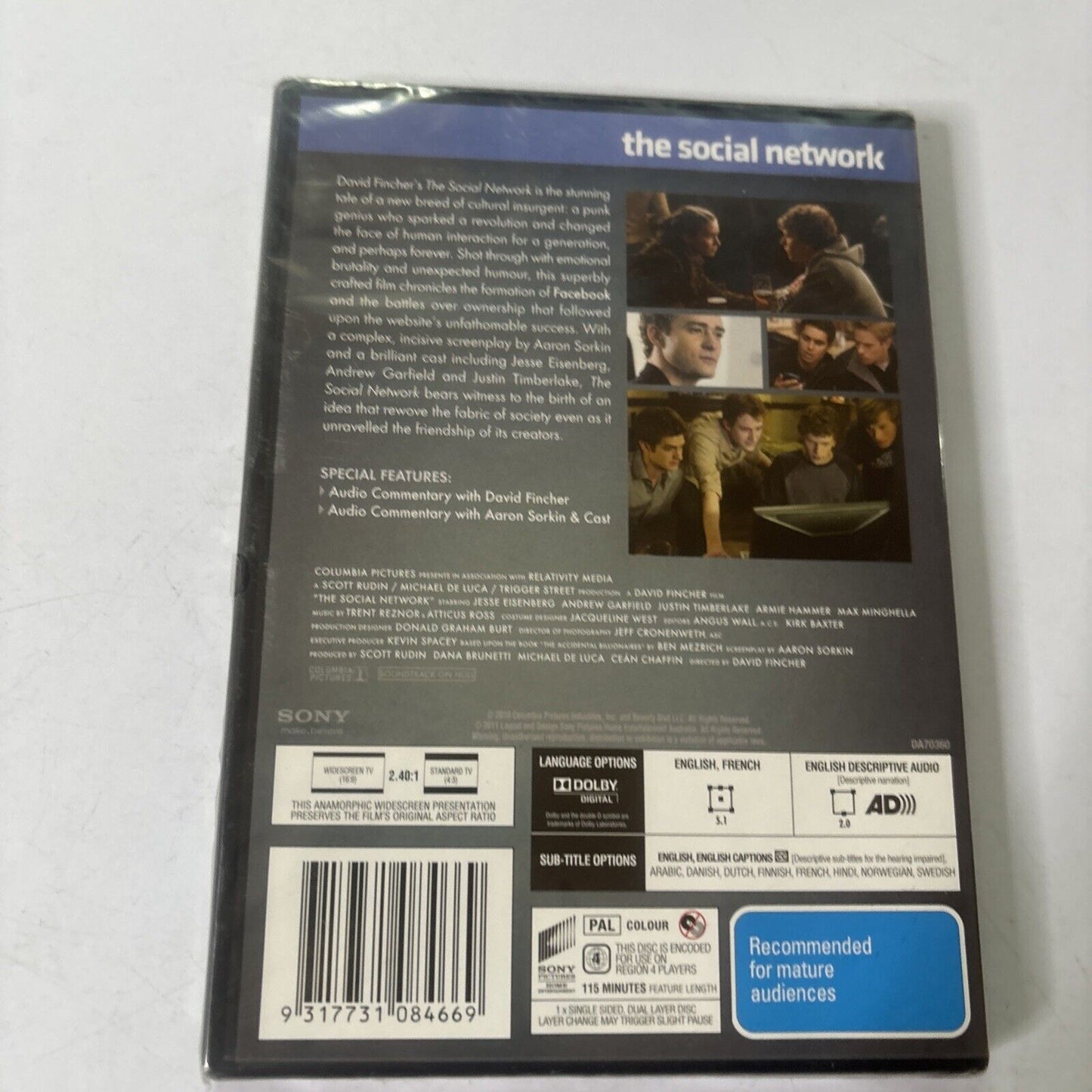 Social Network (DVD, 2010) Jesse Eisenberg Region 4 *New Sealed*