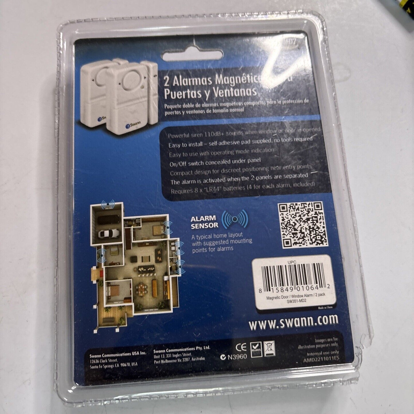 Swann Window & Door Magnetic Alarms X2 SW351-MD2 *New Sealed*