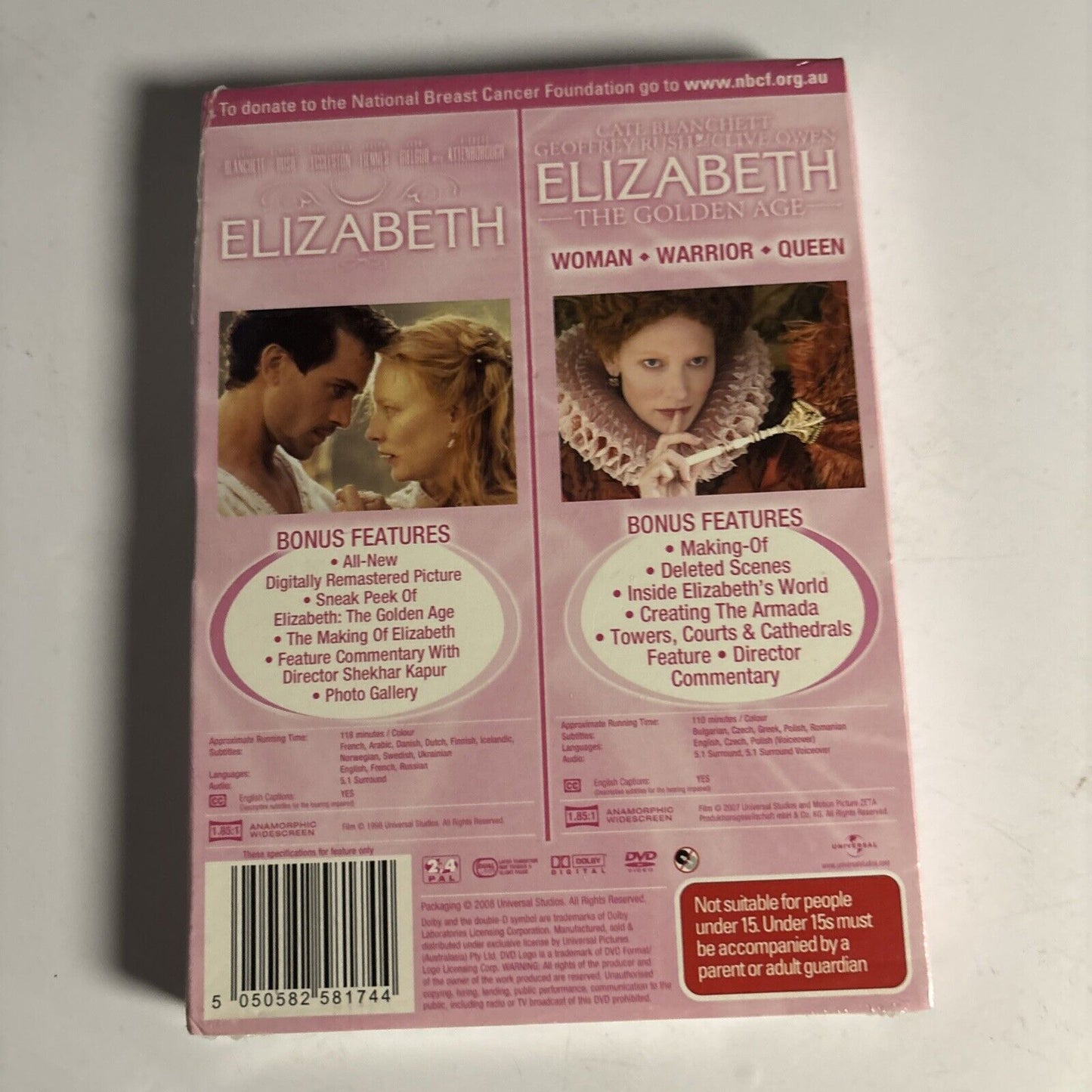 Elizabeth: the Golden Age / Elizabeth (DVD, 2007) Cate Blanchett Region 4 &2 NEW