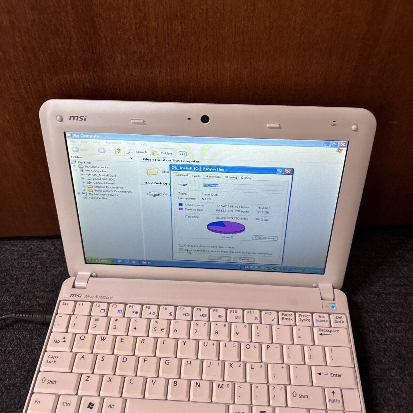 MSI U100 Notebook MS-N011 1GB RAM 80gb *Sound Issue Flat Battery & No Adapter*