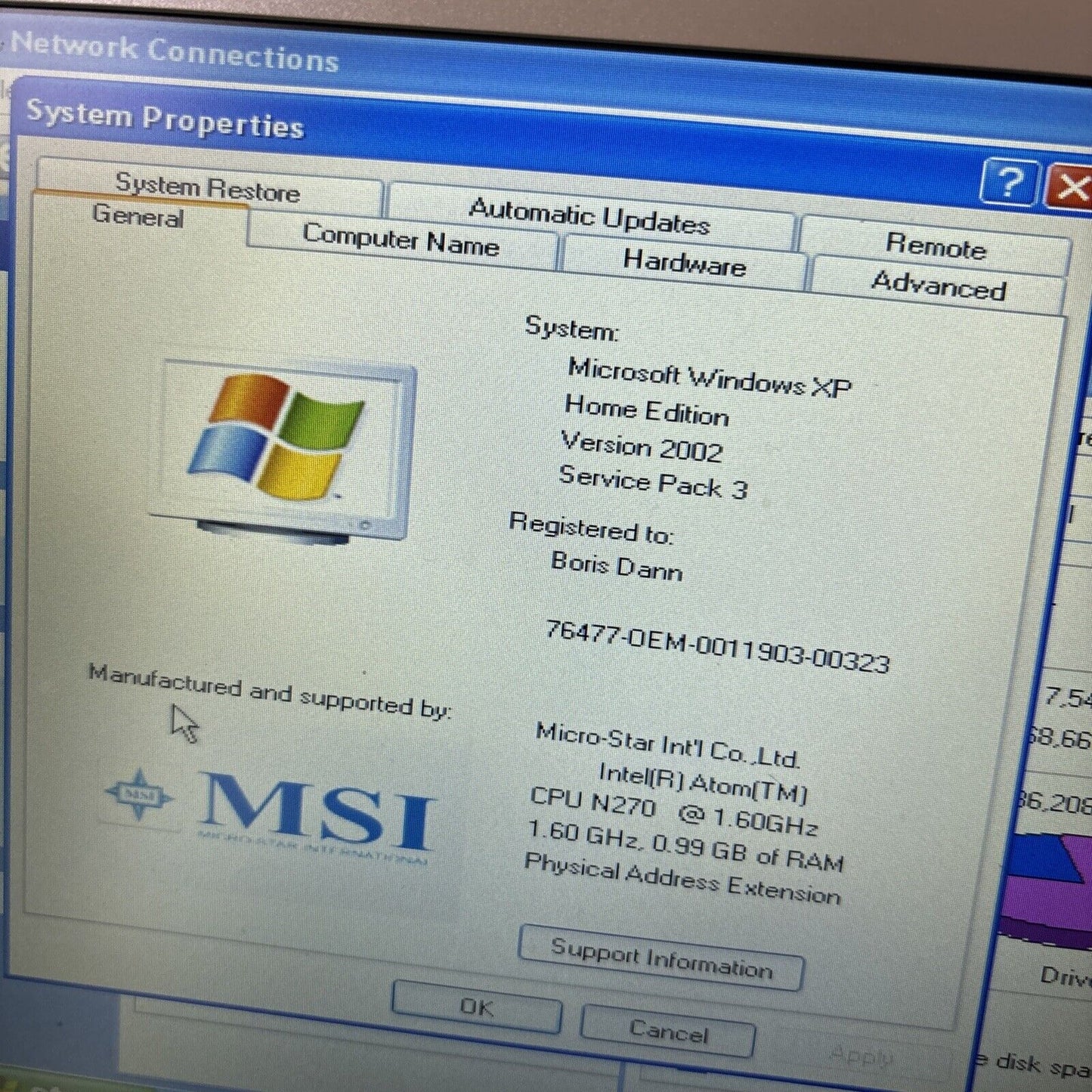MSI U100 Notebook MS-N011 1GB RAM 80gb *Sound Issue Flat Battery & No Adapter*
