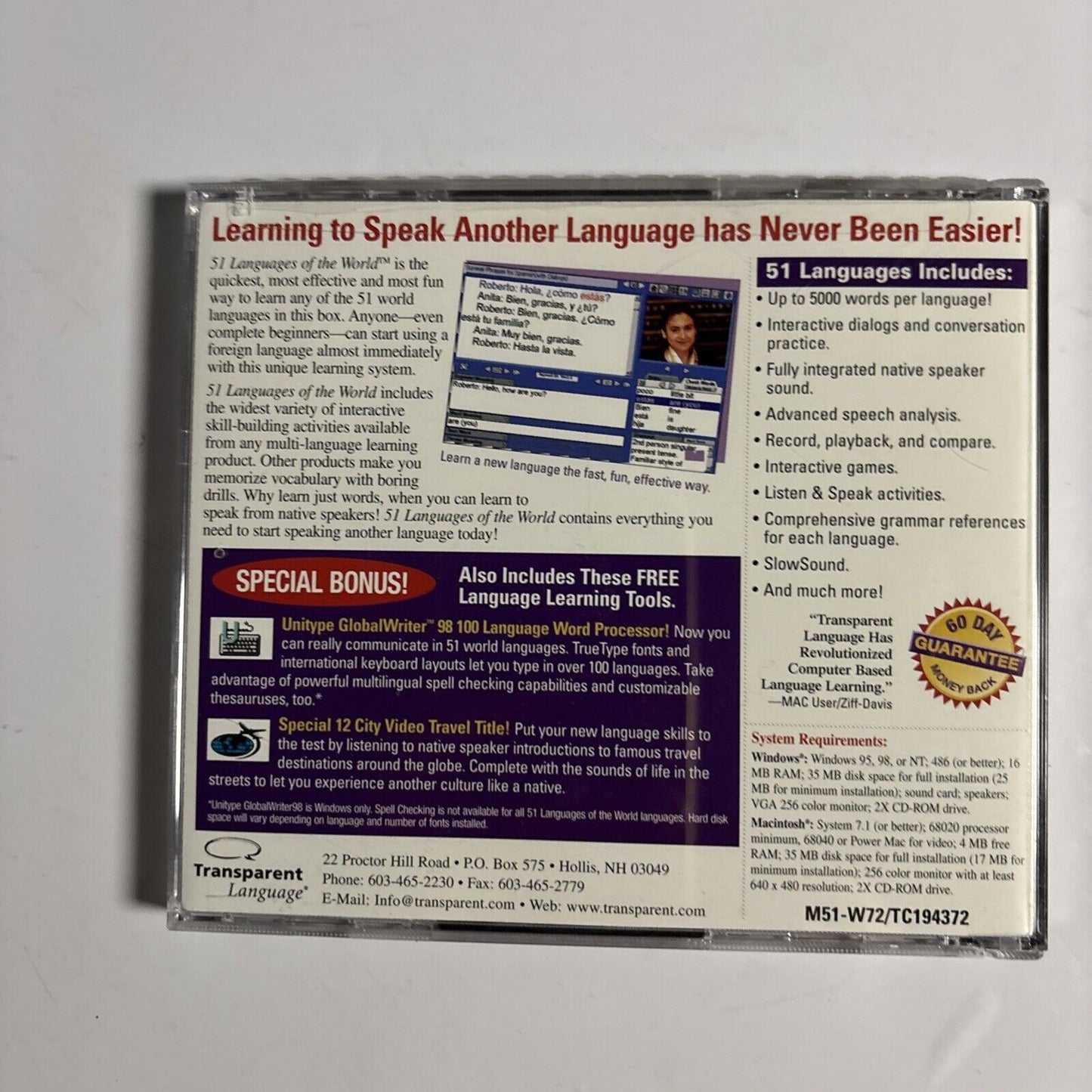 51 Languages Of The World PC Windows 95 Mac CDROM *New Sealed*